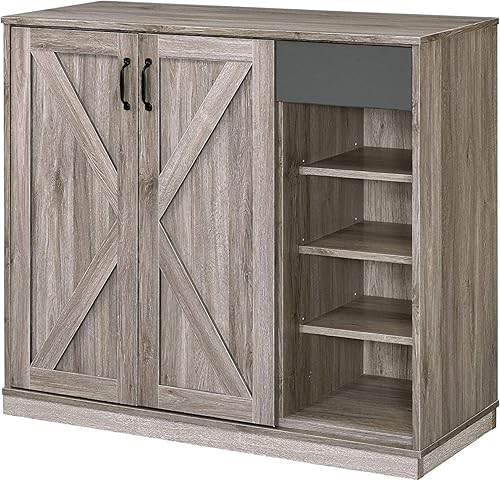 Miniatura 6 de Armario de almacenamiento de zapatos zapatero de 4 niveles con cajones y puertas muebles de entrada y pasillo para el hogar y la oficina 47 pulgadas