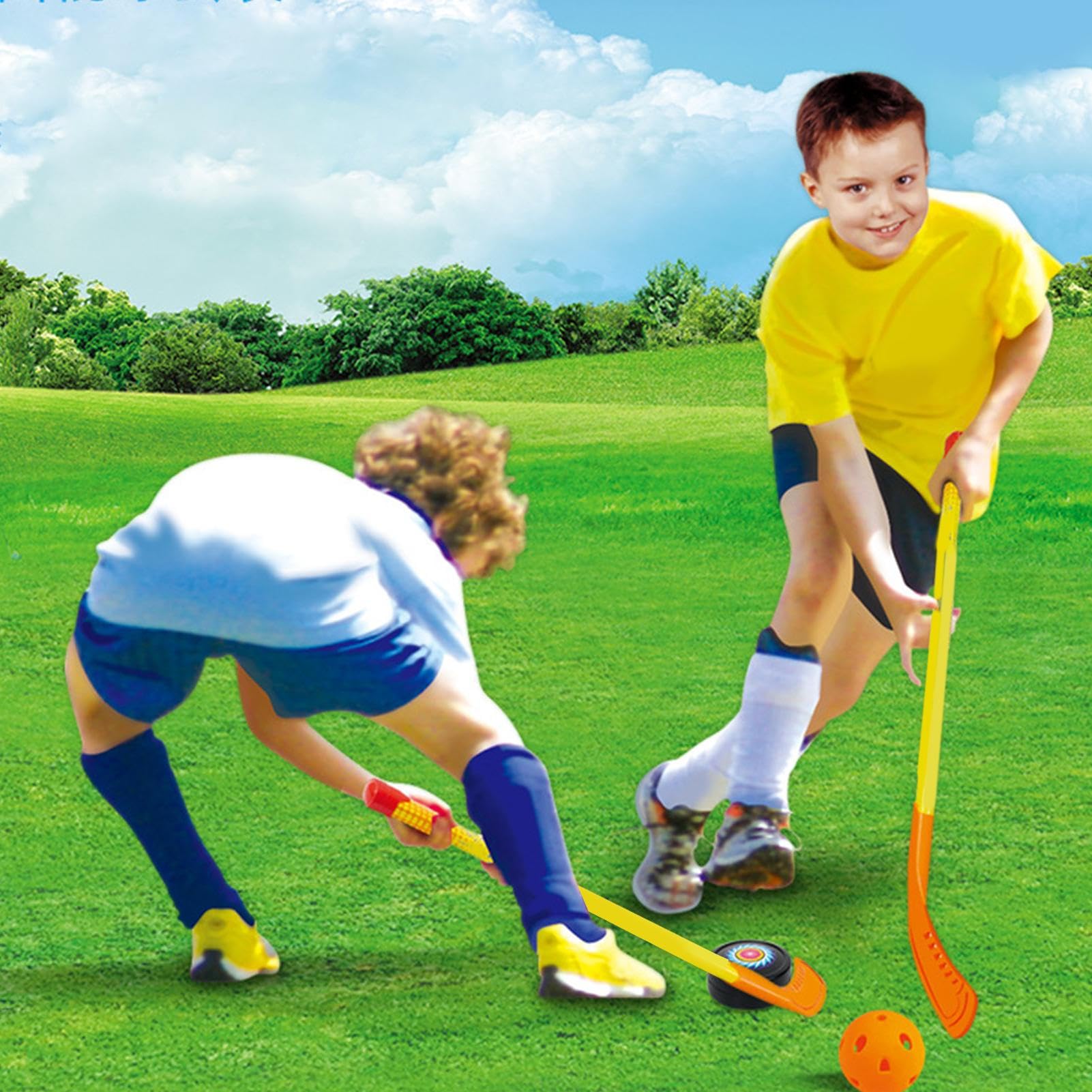 Générique Hockey Set – Hockey Stick Set 70,5 x 17 x 2 cm | Sportausrüstung, leichte Stickhandling-Trainings-Hilfe, tragbarer Eishockeystick-Kinder-Sticks und Bälle für Anfänger