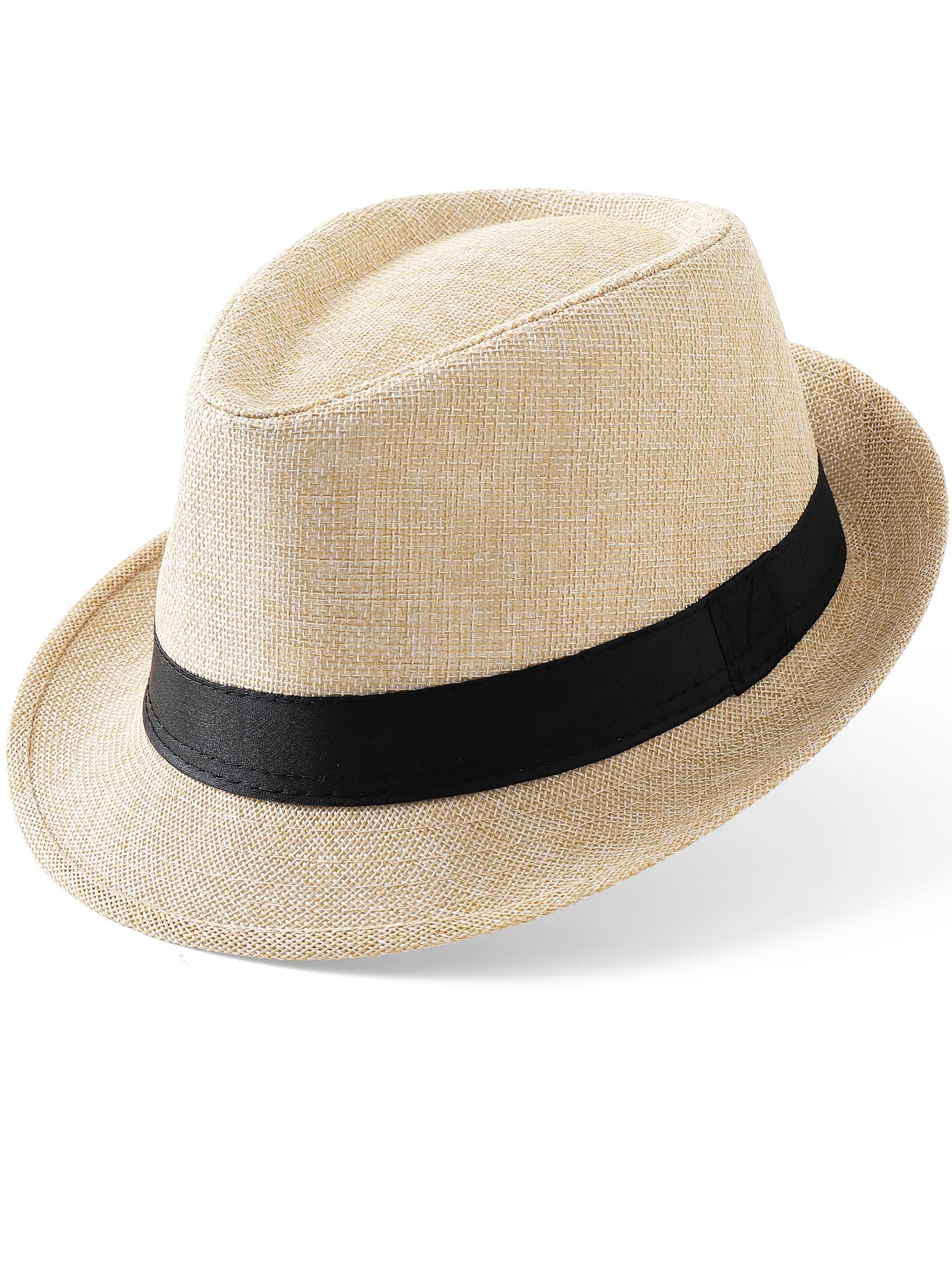 BABEYOND Men's 1920s Short Brim Trilby Fedora Hat