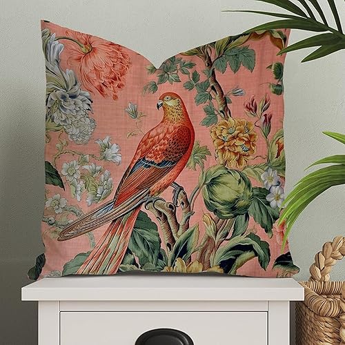 Funda de almohada europea floral de pájaros, funda de almohada china inspirada en animales, funda de cojín de color rubor, funda de cojín decorativa Funda de almohada europea floral de pájaros, funda de almohada china inspirada en animales, funda de cojín de color rubor, funda de cojín decorativa
