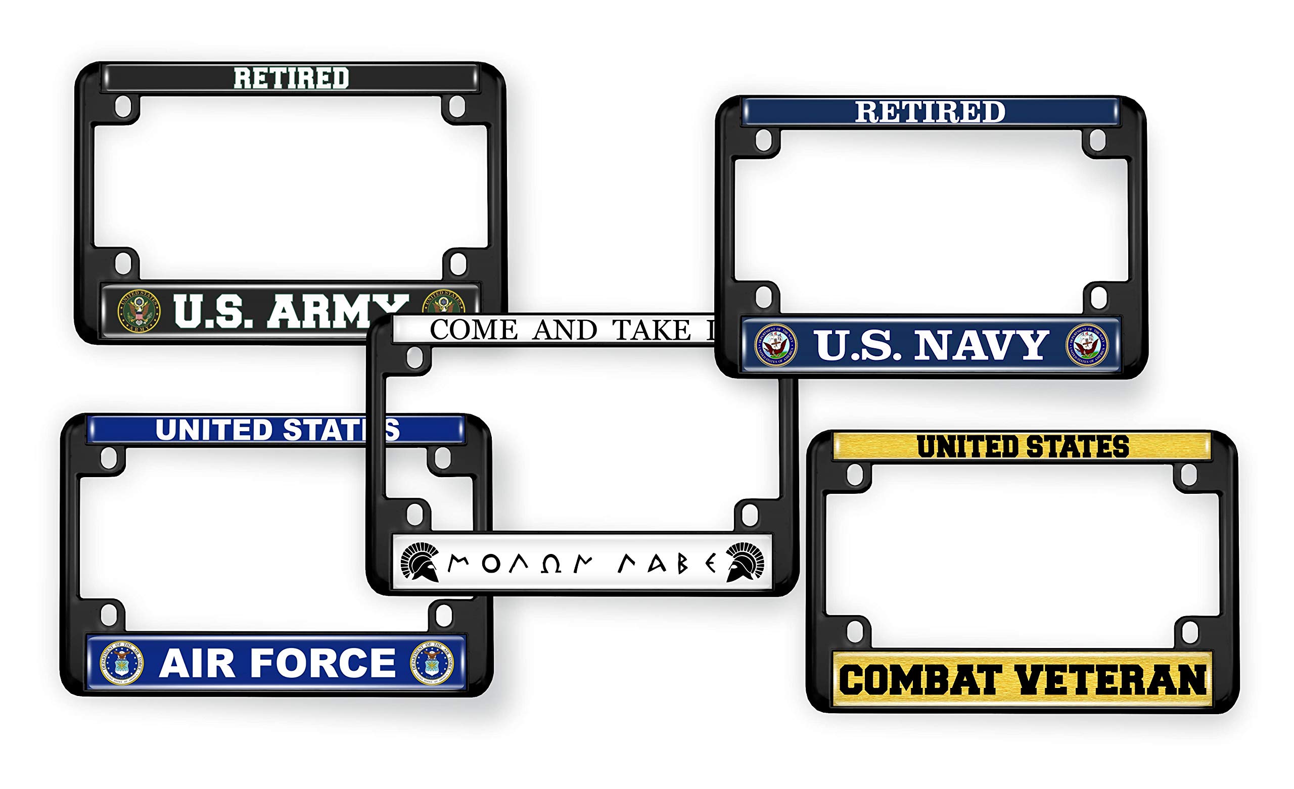 Motorcycle Metal License Plate Frame with Iraq War Veteran Design - Picture 10 of 18
