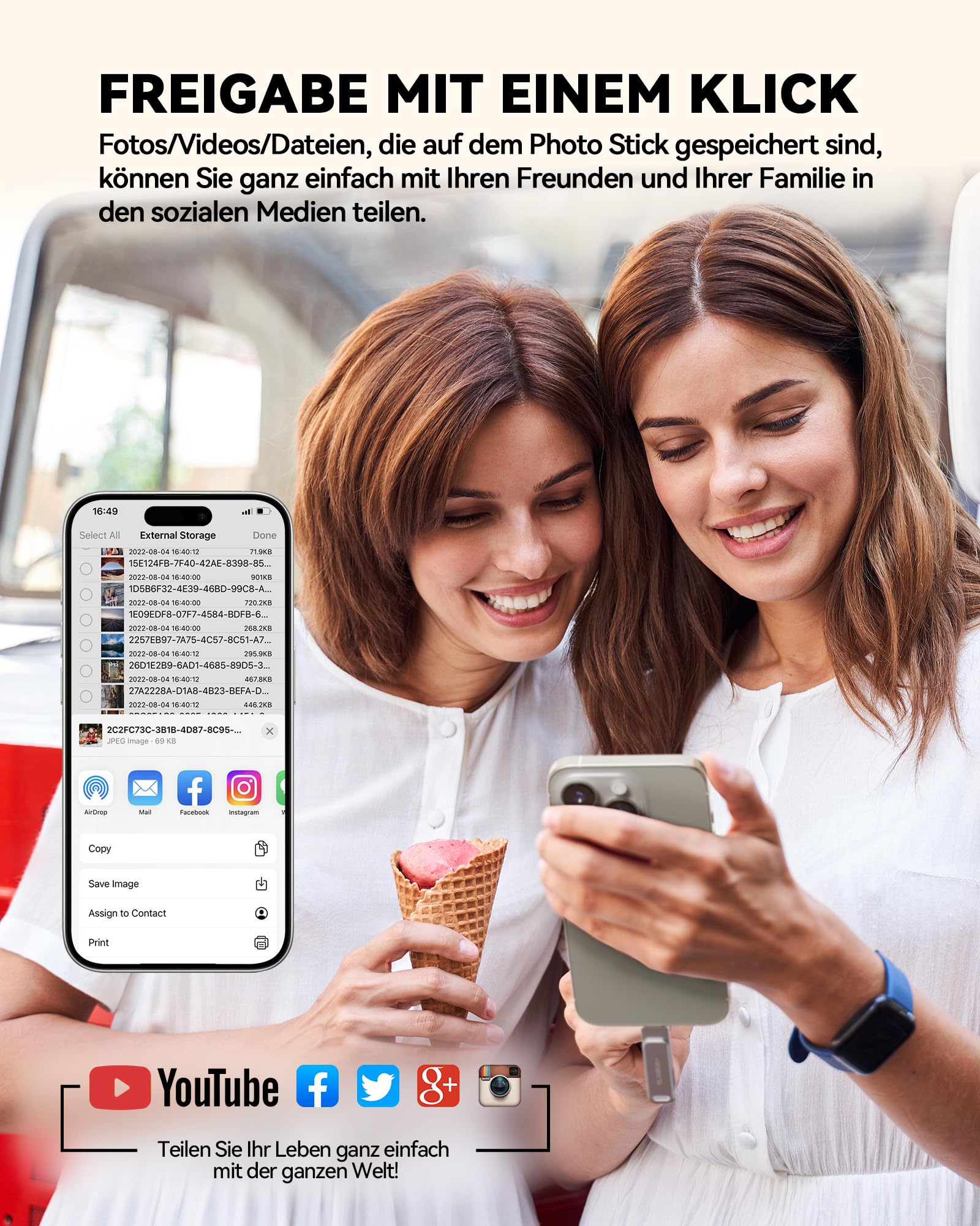 MFi Zertifizierter 128GB USB C Stick für iPhone 15, 3 in 1 Memory Stick, Externer Speicher für Lightning/iPhone/iPad/Android Handy/Laptop/PC