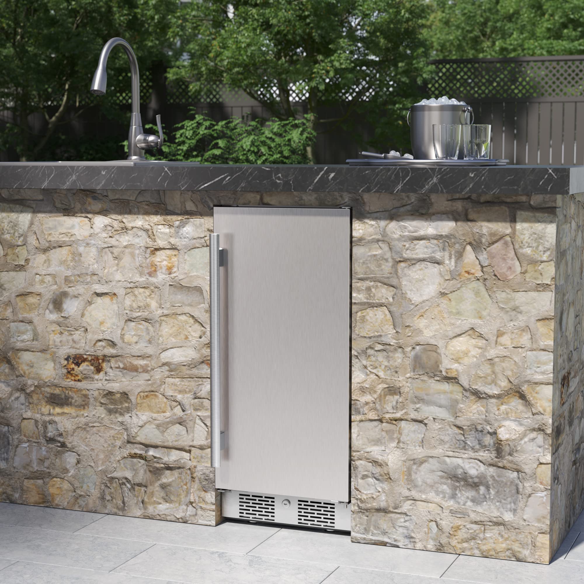 Avallon Afr152ssodrh 15 Inch Wide 3.3 Cu. Ft. Outdoor Compact Refrigerator With LED Lighting And Right Swing Door on Fridge.com - View 6