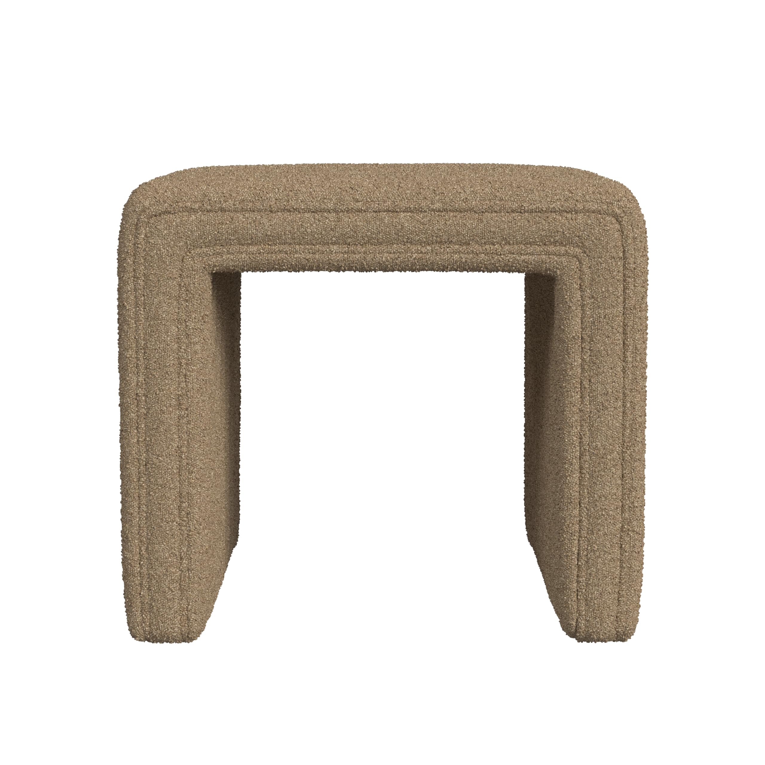 HomePop Modern Channel Tufted Ottoman|Homepop Home Décor|Ottoman for Living Room & Bedroom - Brown Boucle