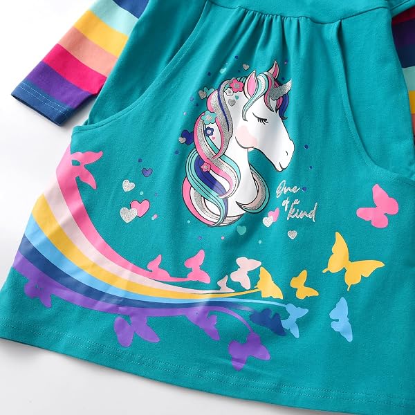 VIKITA Vestito Ricamo Floreale Manica Lunga Casuale Cotone Bambina - 3