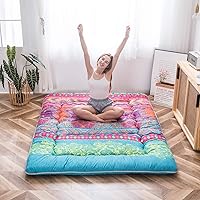Vista 309 de Colchón futón japonés de piso gris constelación, de piso tatami, portátil, para acampar, para niños, sofá cama plegable enrollable con protector