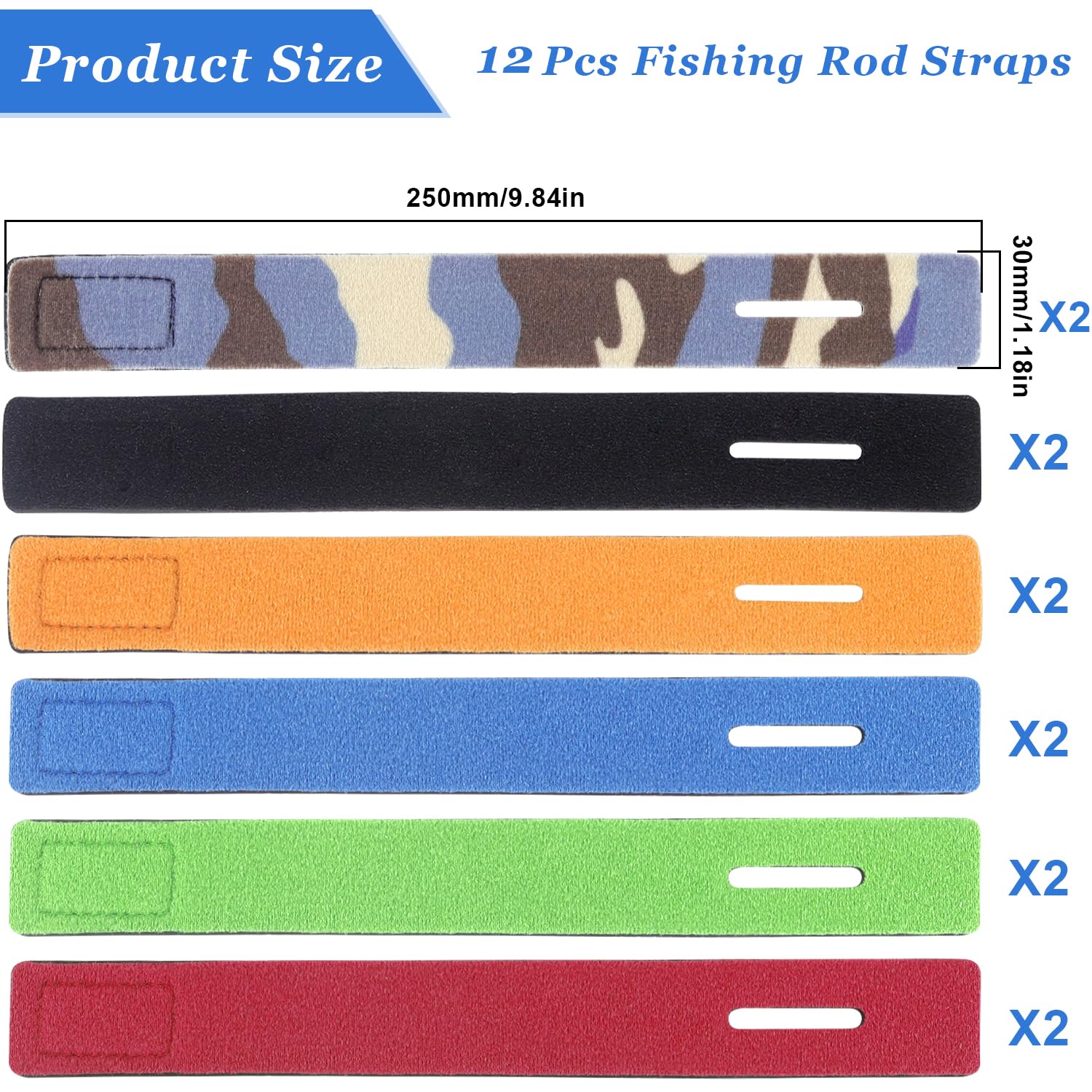 Kisangel Lot de 12 sangles élastiques pour canne à pêche