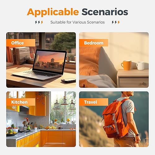 Miniatura 6 de TESSAN Adaptador de enchufe de Reino Unido a EE. UU., Adaptador de enchufe del Reino Unido con salida de CA 2 puertos USB, adaptador de toma de