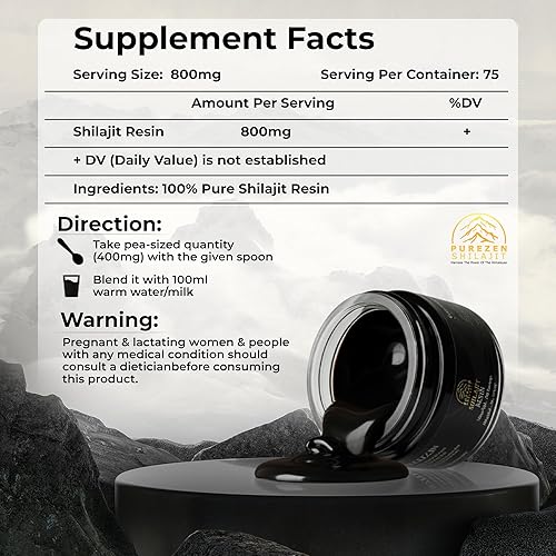Miniatura 2 de Shilajit - Resina orgánica pura del Himalaya de 800 mg con 75% + ácido fúlvico, más de 85 minerales traza de 18,000 pies del Himalaya - Energía