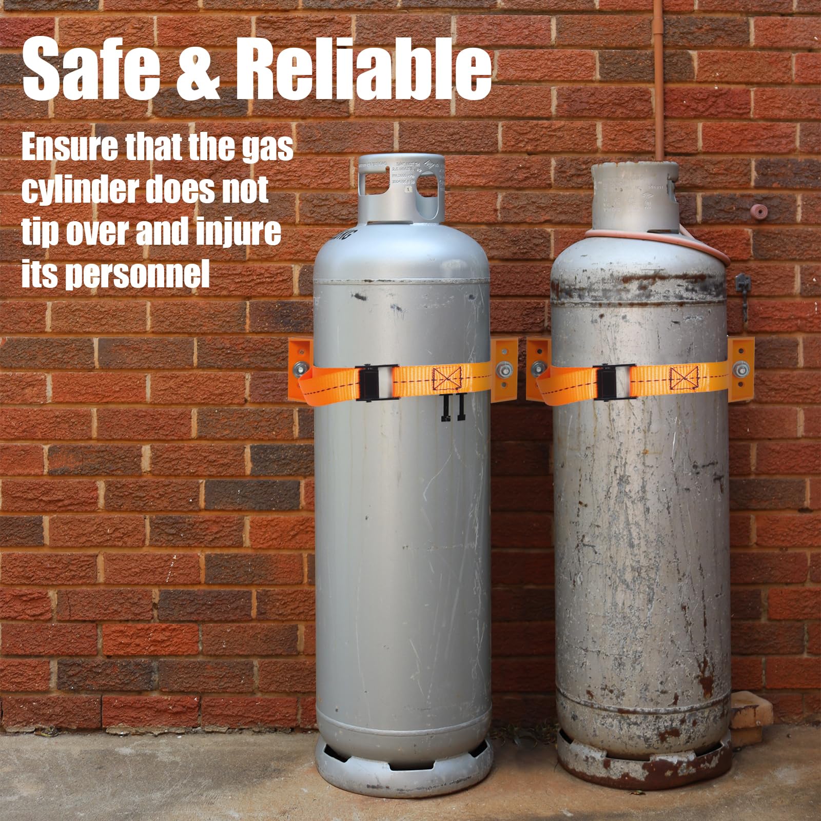Zhichen Propane Tank Holder – 2 Pack With Safety Chain, Fits 4–12 Inch Cylinders, Orange ABS Mount For Secure Storage - View #4