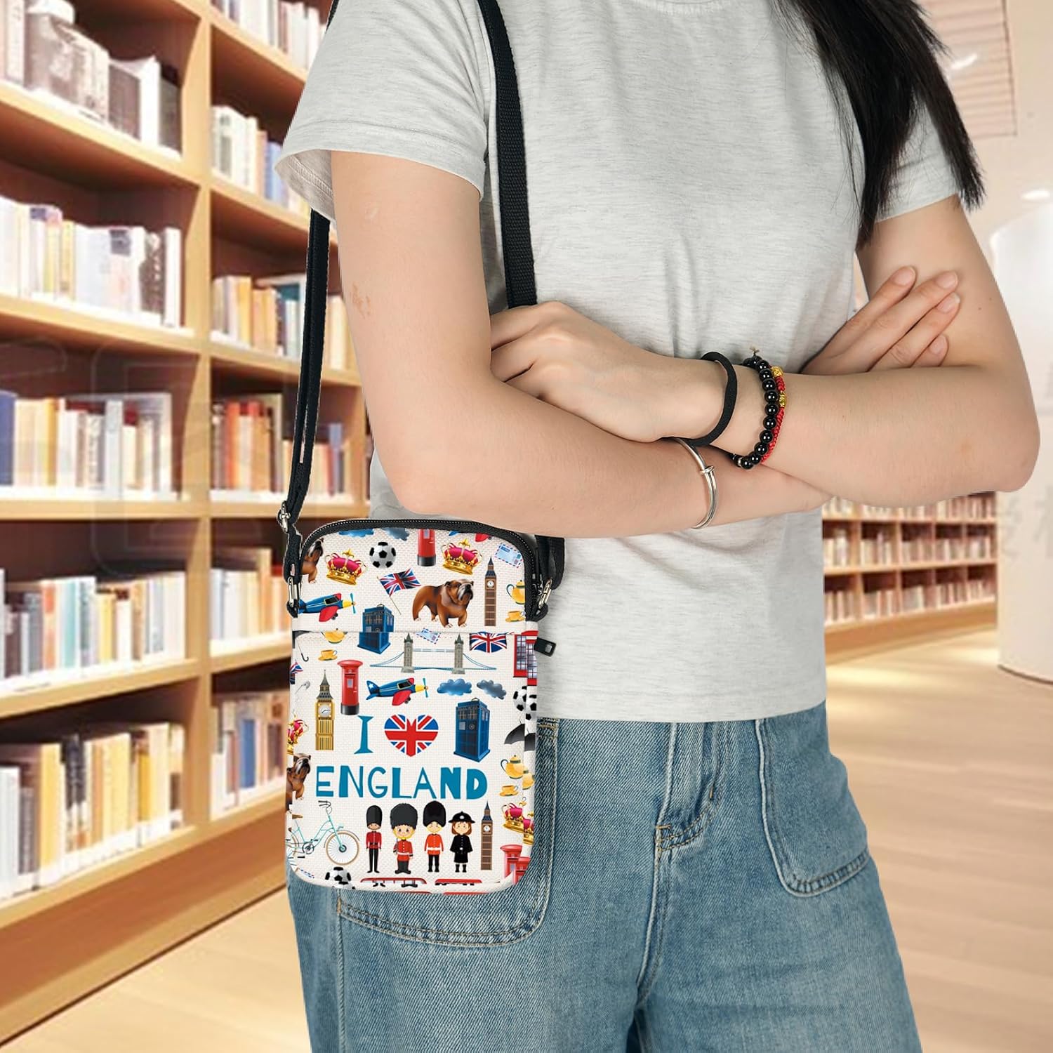 WZMPA イングランド トラベル クロスボディ バッグ イングランド バケーション ギフト イギリス ショルダーバッグ UK 旅行