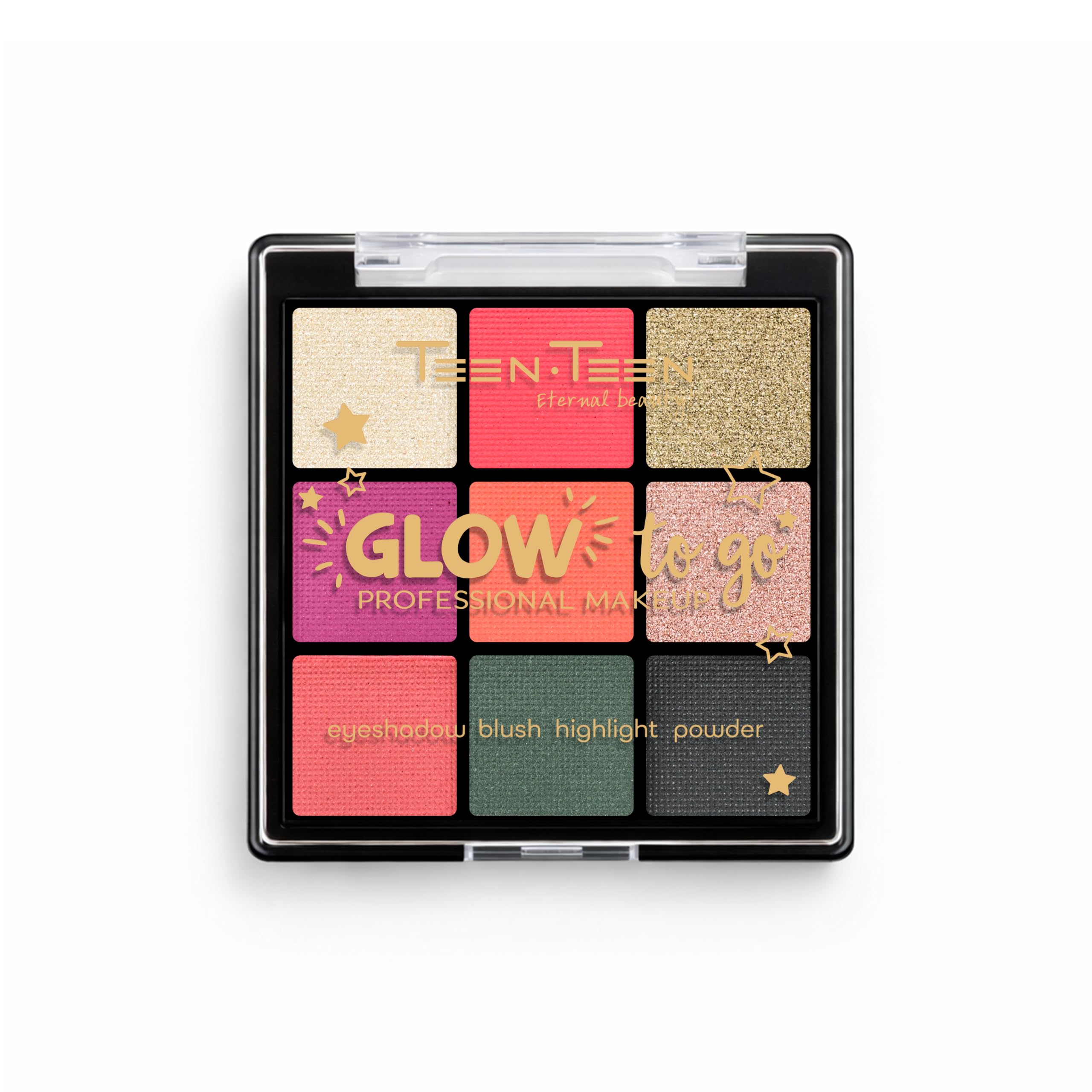 TEEN TEEN Glow to Go 3-Layer Professional Makeup Kit | Eyeshadow, Contour, Blush, Bronzer & Highlighter Powder | Travel-Friendly Beauty Set, Multicolor,-03, 25gm-image-37