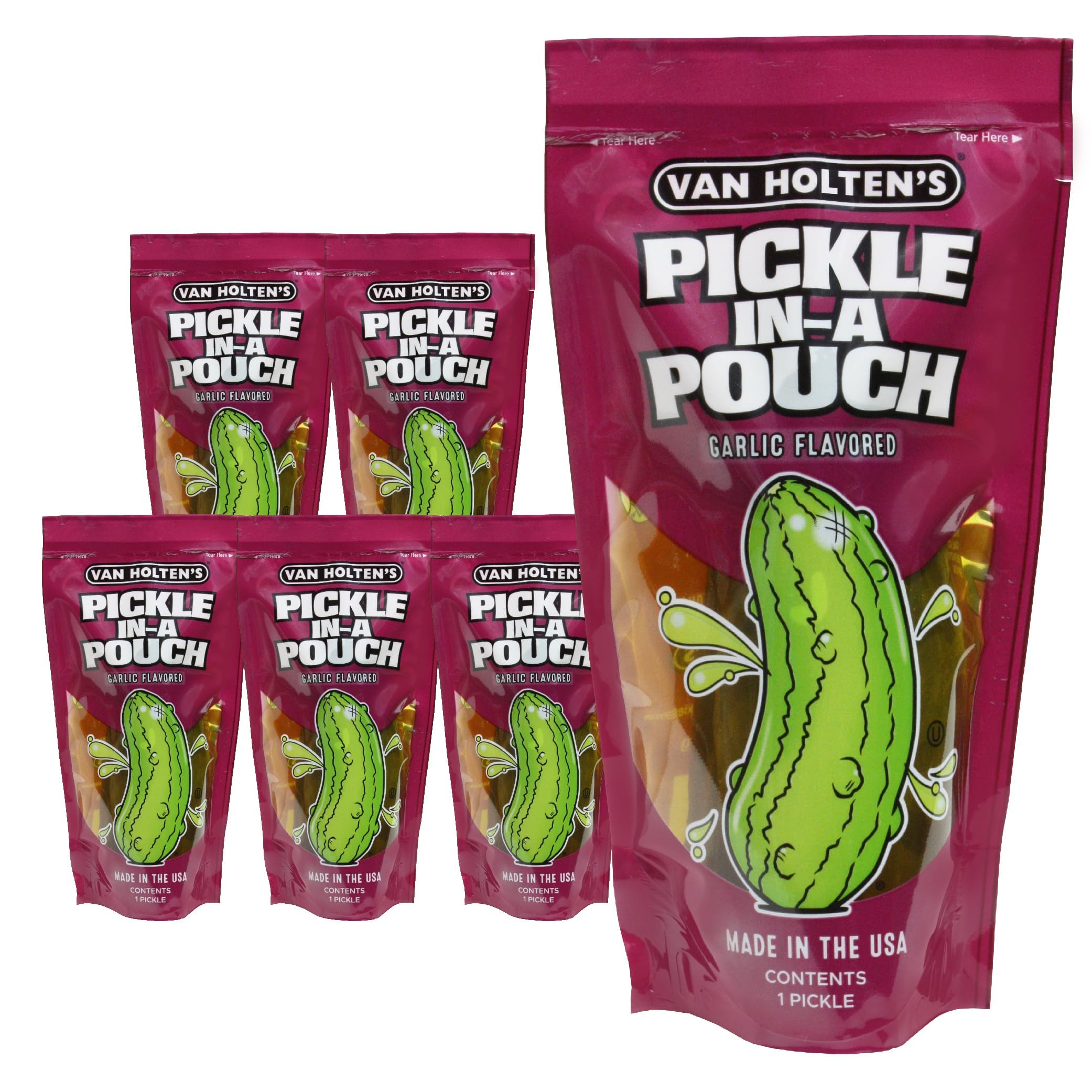 Van Holten's Pickles - Jumbo Kosher Garlic Pickle-In-A-Pouch - 6 Pack
