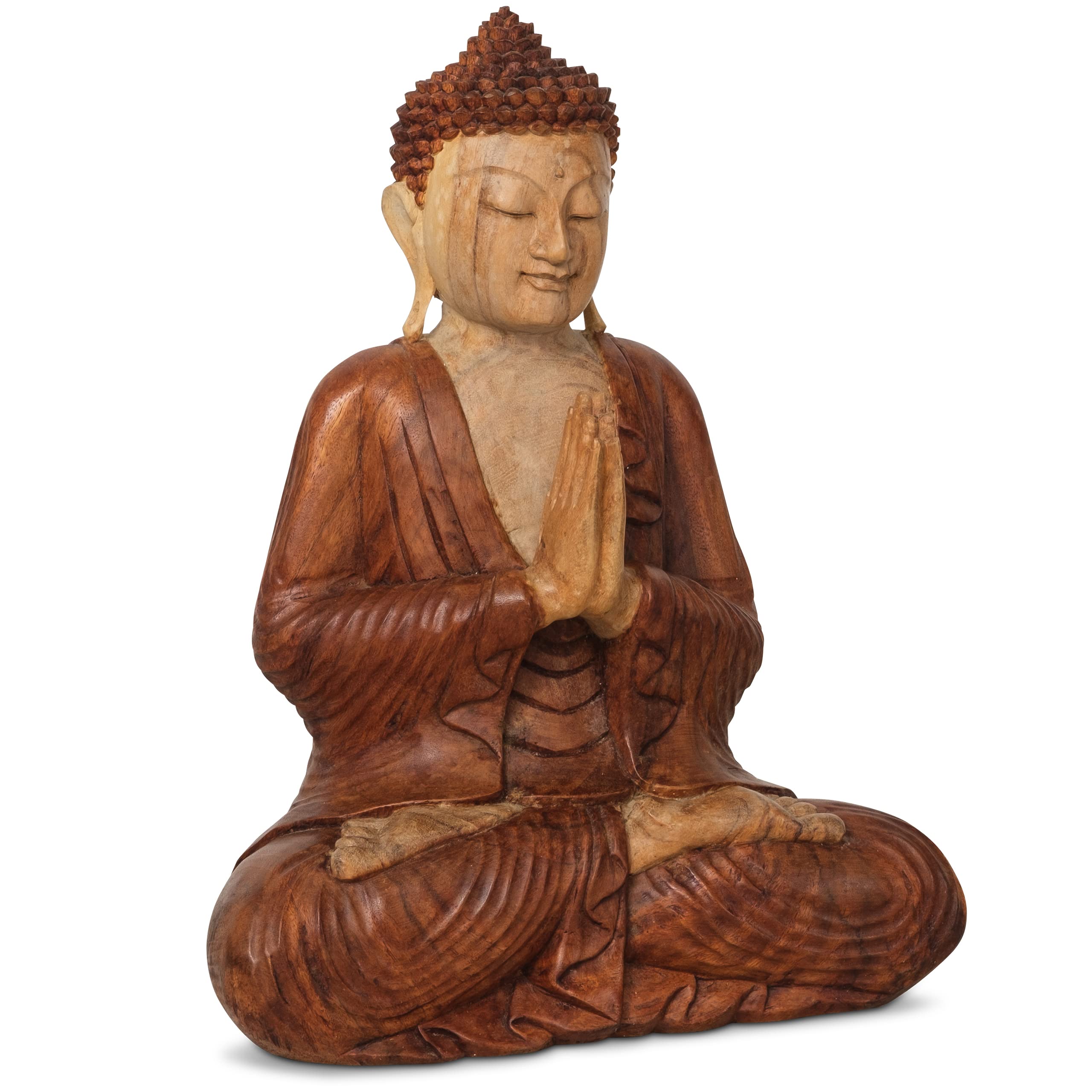 Livasia Bouddha en Bois de Bali, Statue bouddhique, Sculpture en Bois Massif, Durable et Fait Main (50 cm)