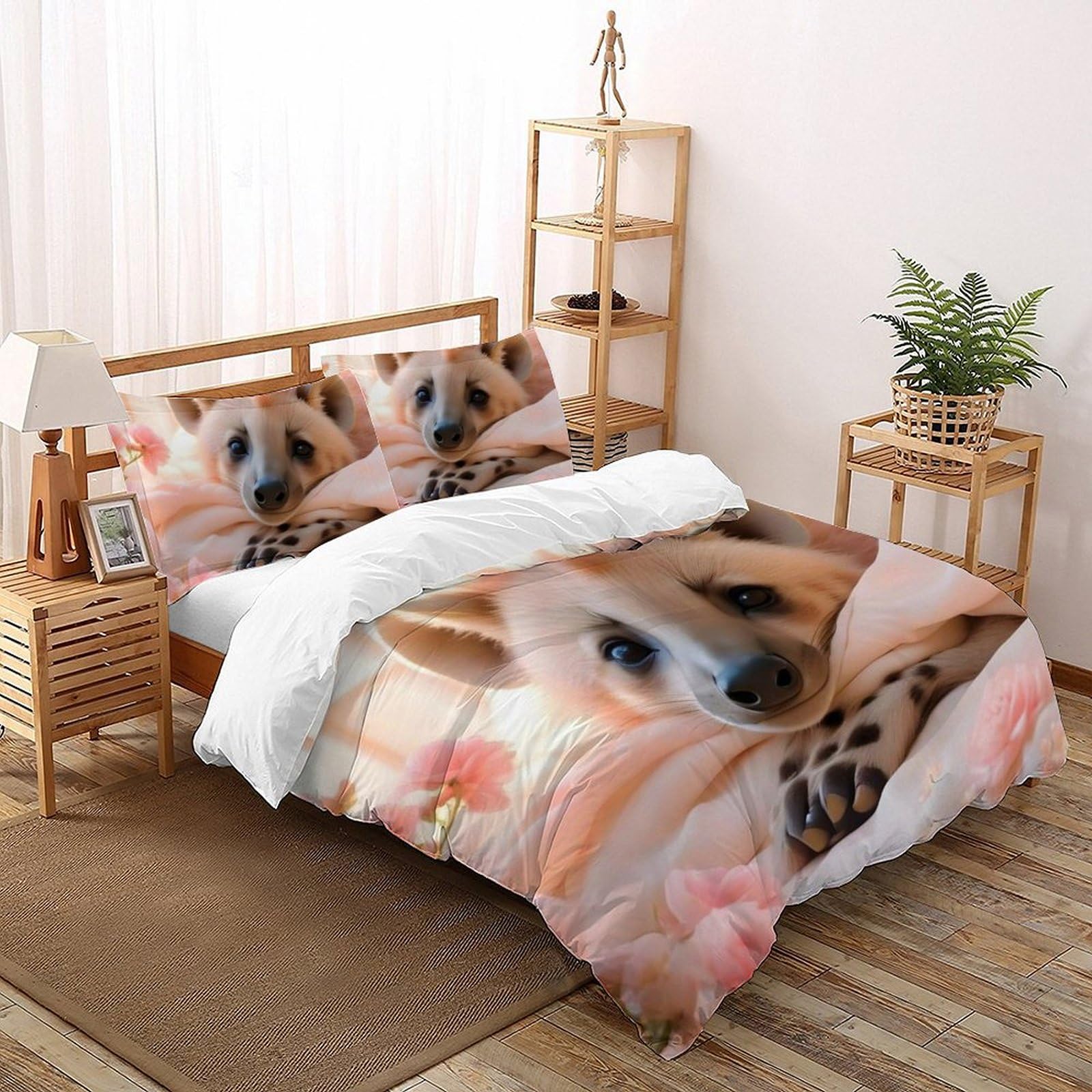 Housse de couette King Chien de Chasse Rose en microfibre 3D 220x240 cm