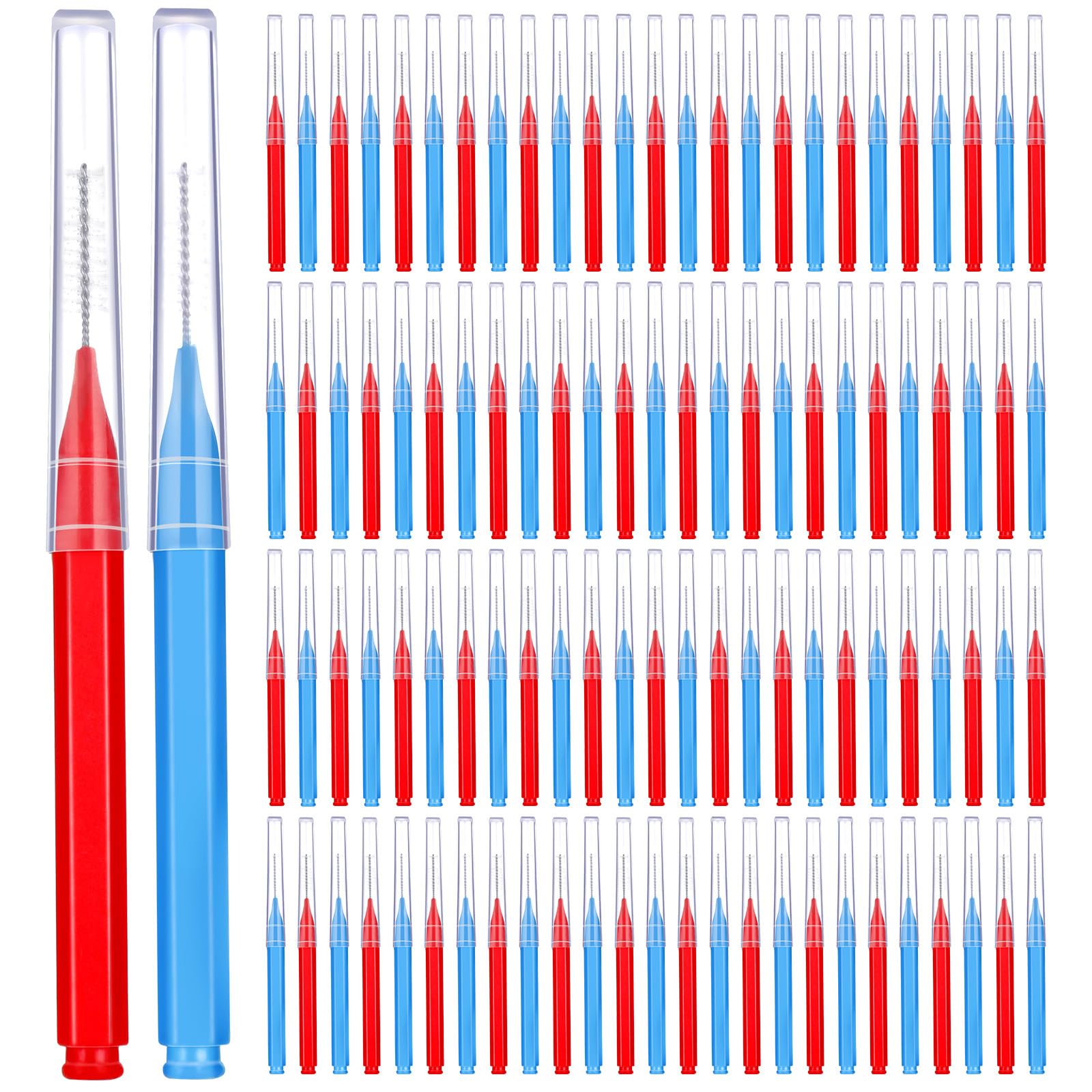 Patelai 100 Pcs Braces Dental Brushes,Blue, Red,Suitable Size