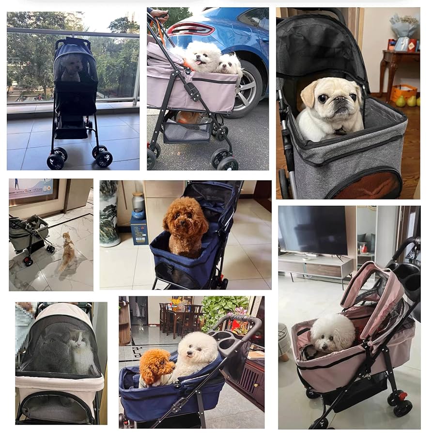 Amazon.co.jp: ペットカート ペットベビーカー 犬 カート 4輪360