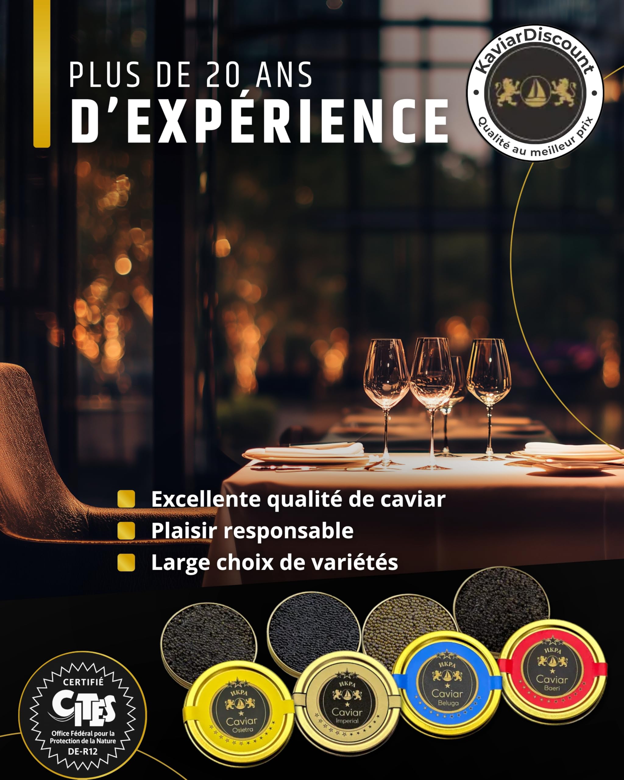 Sepehr Dad Osietra Caviar Select | Cuillère en nacre gratuite | Elevage UE | 50g