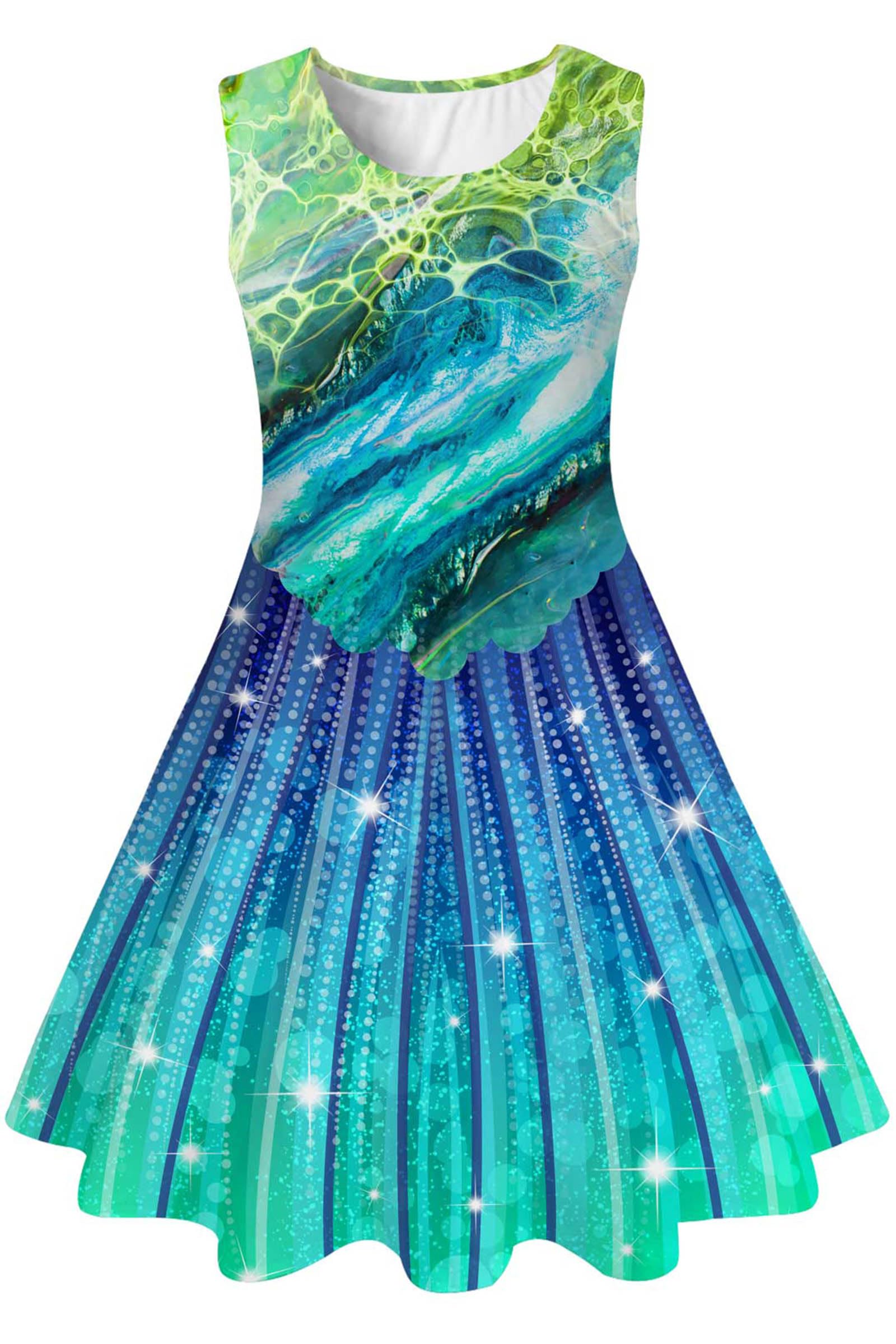 Idgreatim Vestido para Niñas Disfraz Niños A-Line Sin Mangas Vestido de Verano Vestido Colorido 4-15 Años