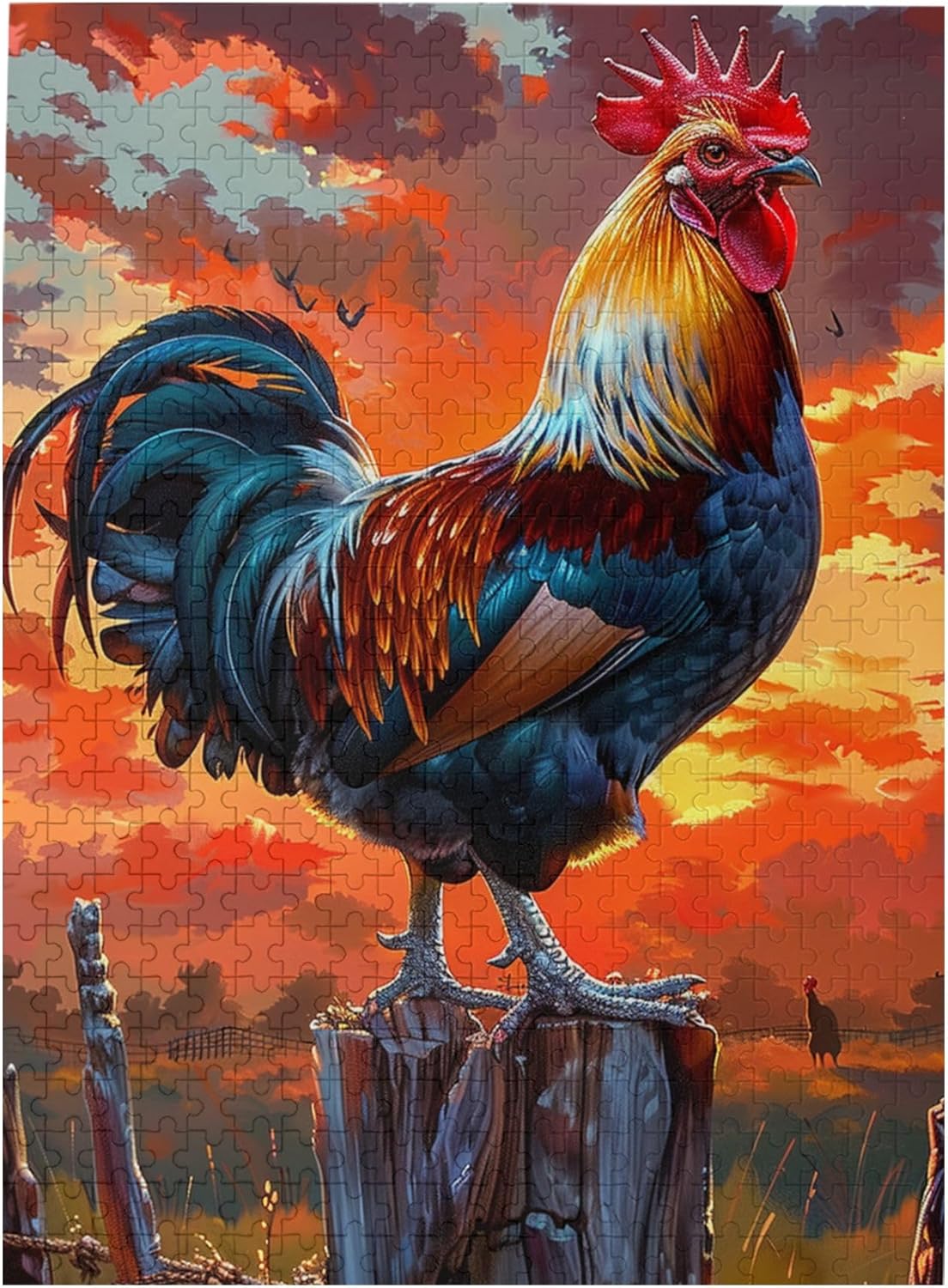 500 Piece Puzzle for Adults Rooster on Fence,High Difficulty Puzzle,Classic Rooster on Fence Wooden Puzzle 500 Piece,Impossible Hard Difficult Challenging Puzzles for Adults,Funny Puzzles