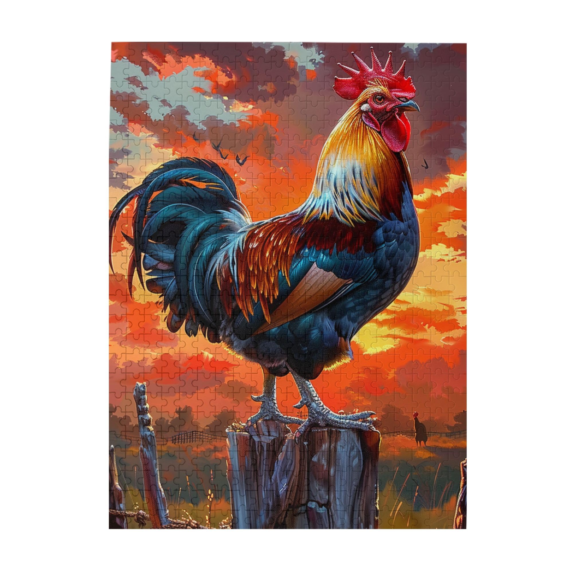 MA6GE8DE 500 Piece Puzzle for Adults Rooster on Fence,High Difficulty Puzzle,Classic Rooster on Fence Wooden Puzzle 500 Piece,Impossible Hard