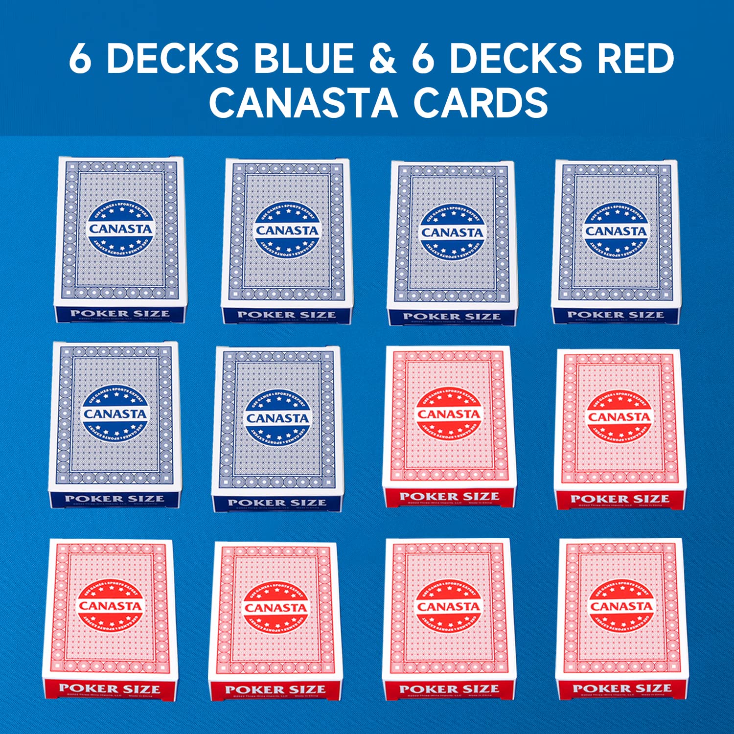GSE Games & Sports Expert Lot de 12 cartes Canasta avec valeurs de points, comprend des règles de jeu Canasta et des mains et des pieds, jeu de rami traditionnel