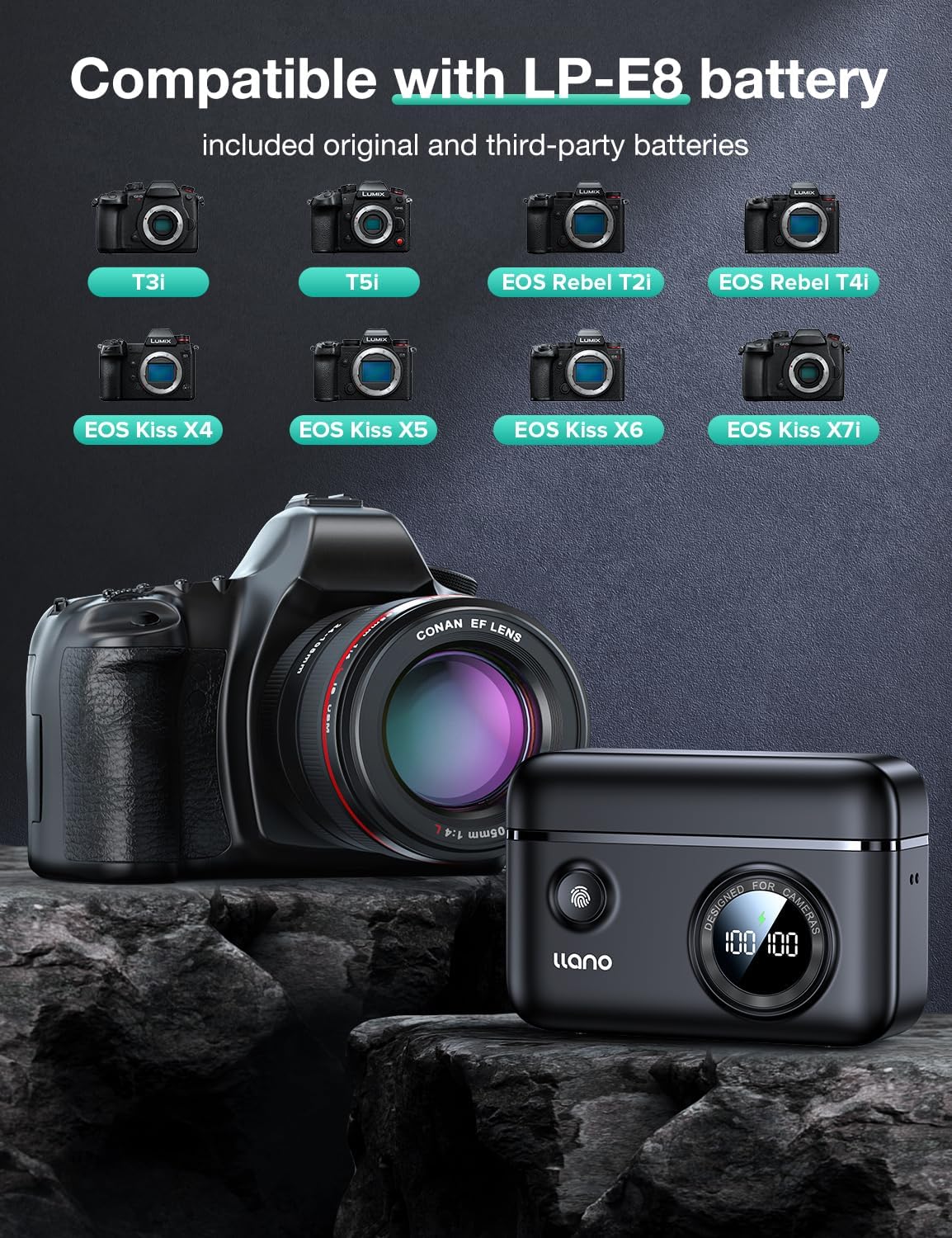 llano LP-E8 Charger Fast Charging