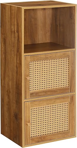 Convenience Concepts Xtra Boho Weave - Organizador de almacenamiento moderno con estante, 2 puertas de gabinete, para sala de estar, baño, oficina,