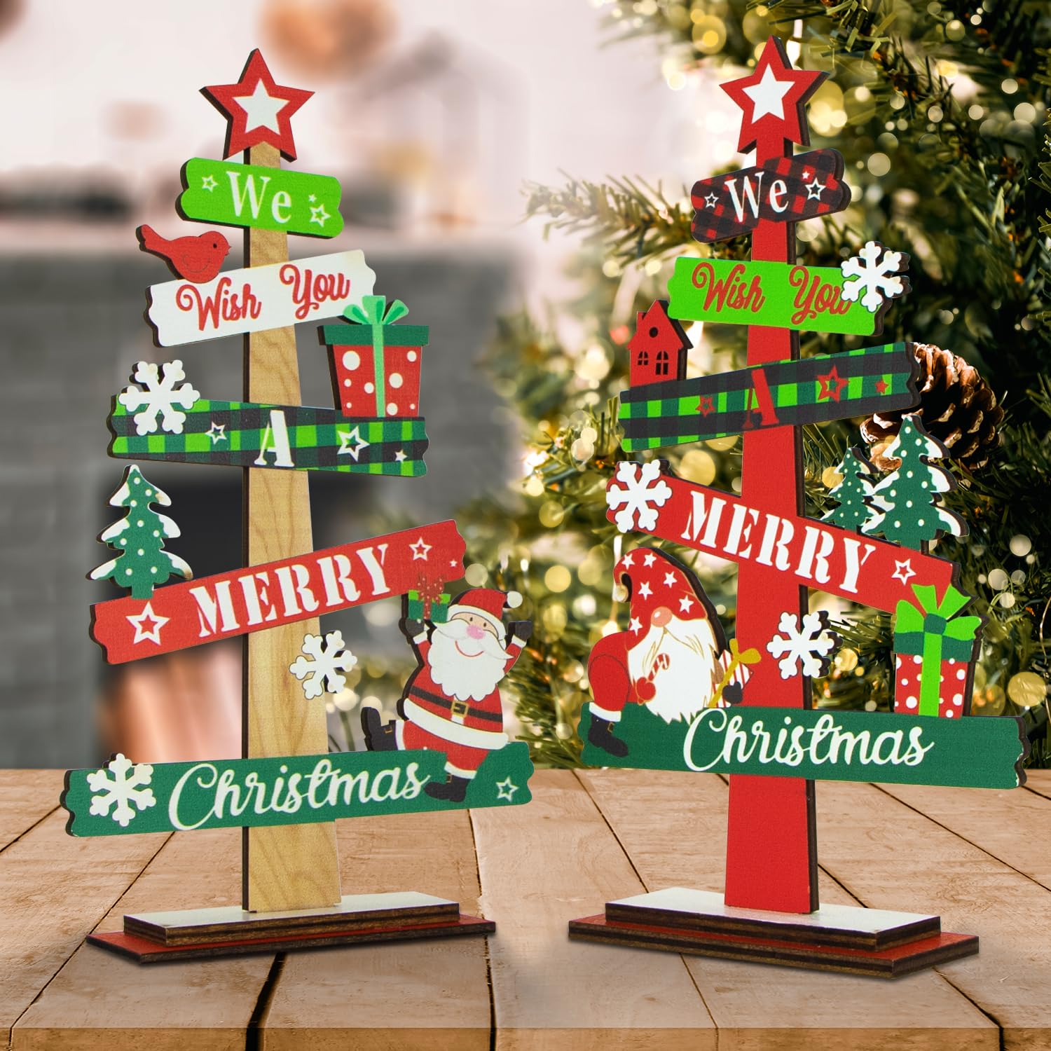 Decoraciones de mesa de Navidad, 2 letreros de mesa de madera de Navidad, decoración de mesa de Navidad, adorno de mesa de Navidad, centro de mesa de Navidad, letreros de mesa para suministros de