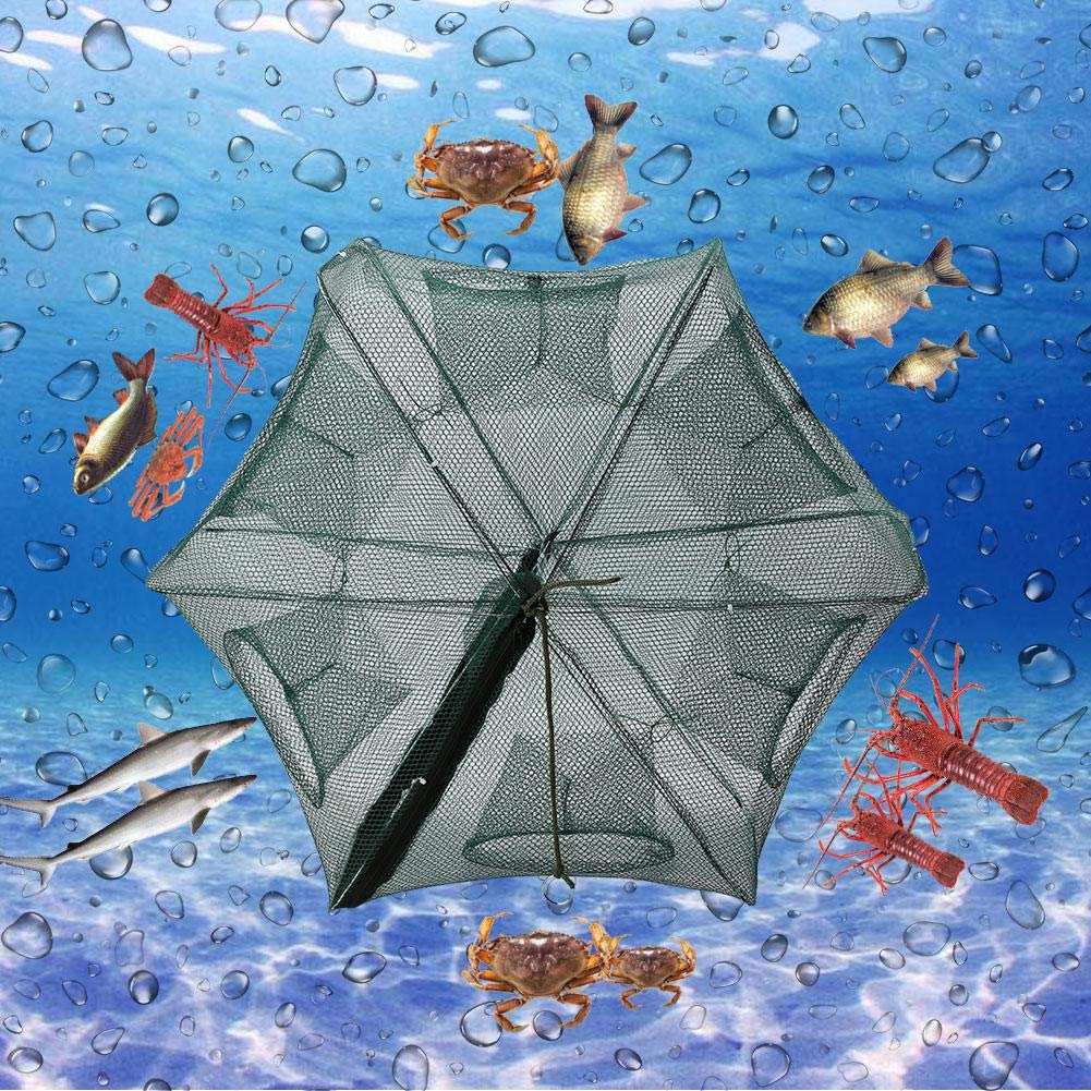 Fish Trap 6 Holes Automatic Fishing Net Shrimp Cage Nylon Foldable Crab Fish Trap Cast 21.3x8.6