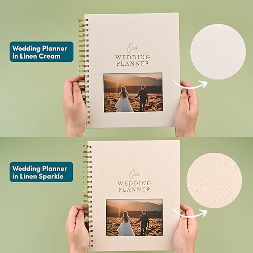 Miniatura 8 de Timeless - Libro y organizador de boda de lino de alta calidad, libro de planificación de bodas, carpeta completa de recuerdo y cuenta regresiva,