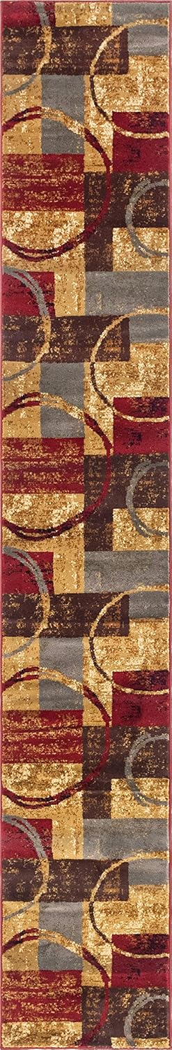 Rugs.com Cafe Collection Rug – 12 Ft Runner Multi Medium Rug Perfect for Hallways, Entryways