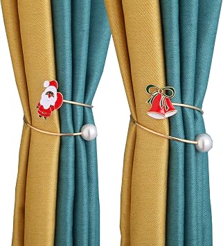 2-Pack Christmas Curtain Buckle,No Punching Required,Santa Claus Curtain Tiebacks Christmas Decorations Holiday Decor for Home