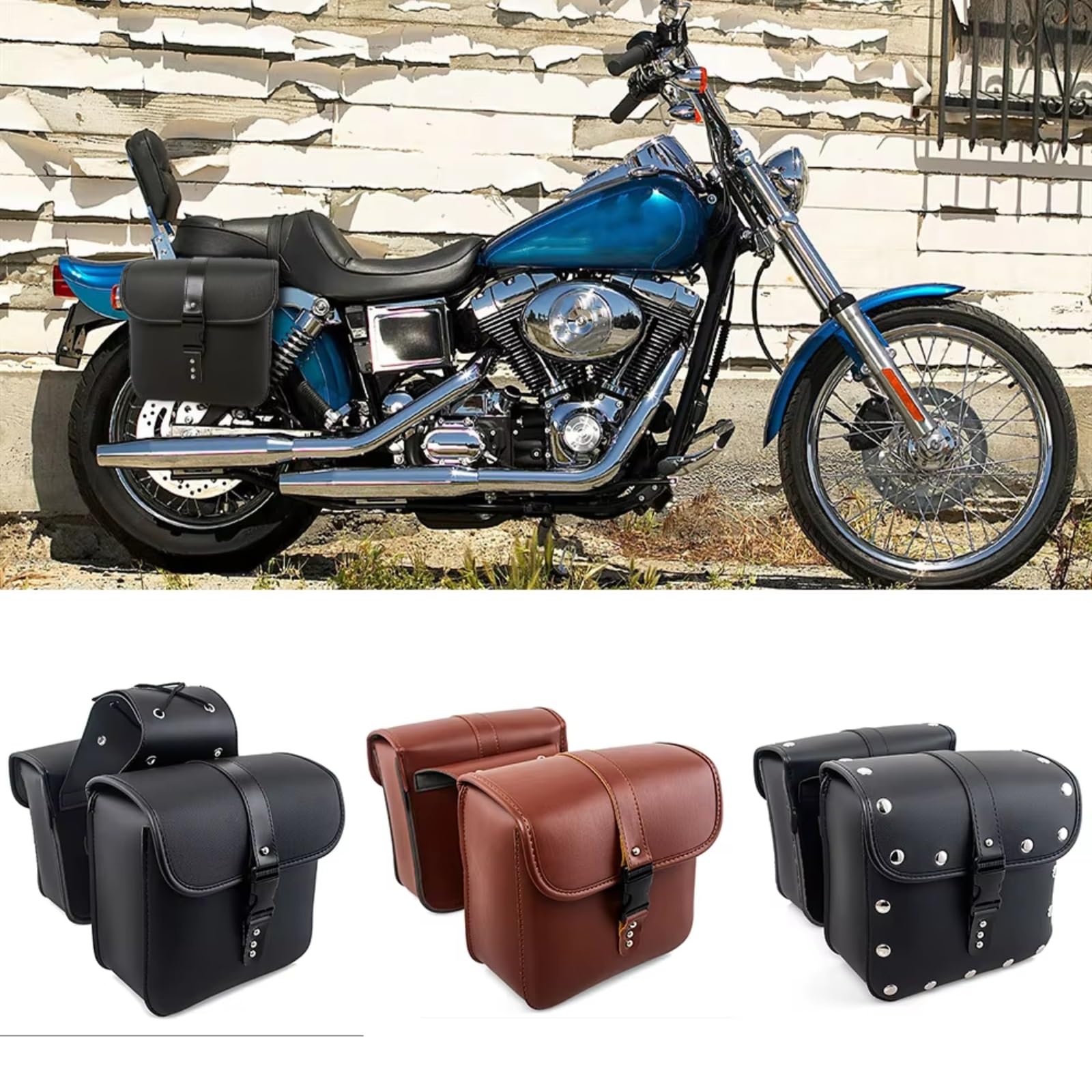 Compatibile Con Sportster XL883 XL1200 XL 883 1200 Borse Laterali Per Moto Bagagli Borsa Da Sella In PU Per Attrezzi Sacche Moto(Black)