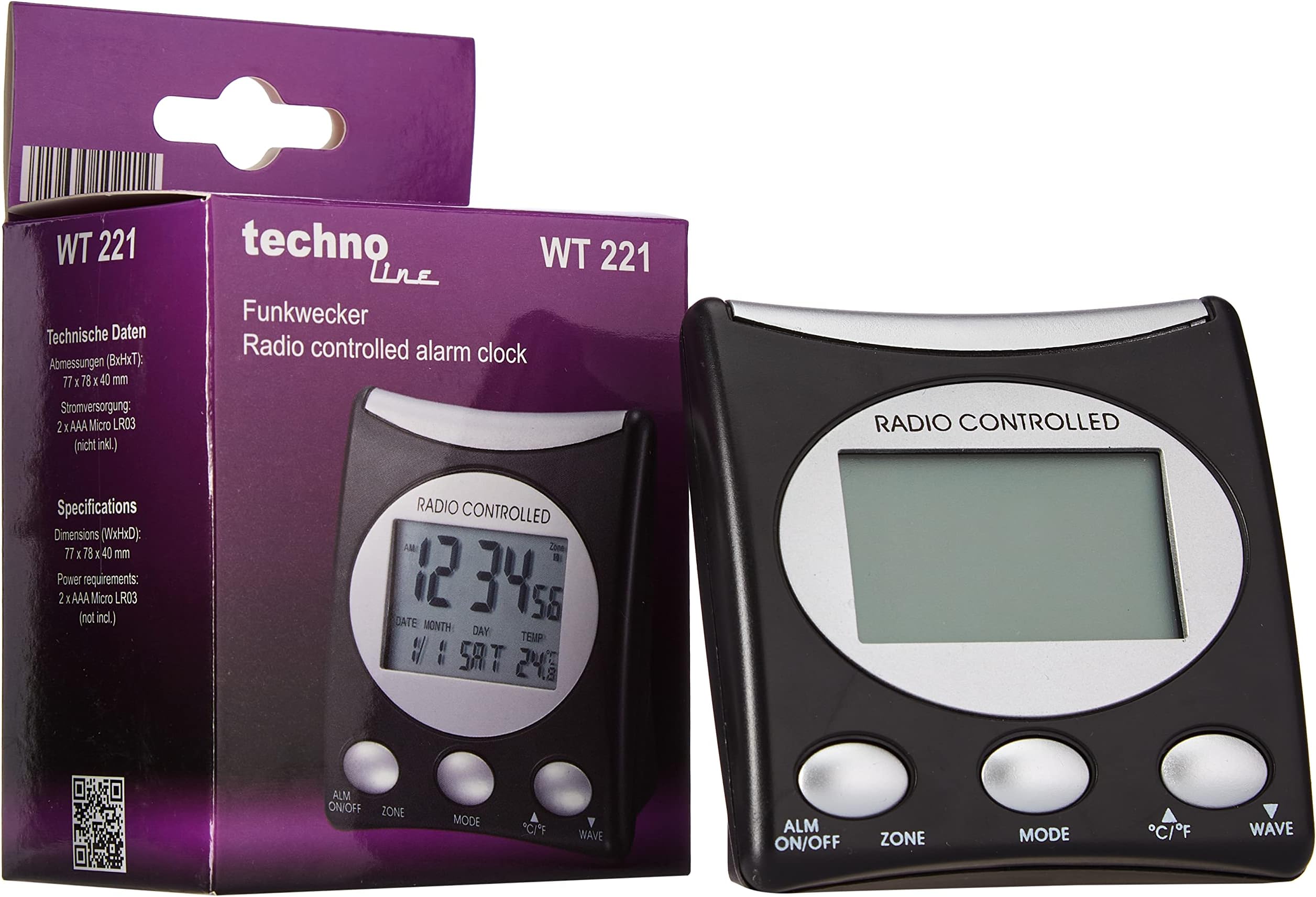 Technoline WT 221-T Black, 7.9 x 4.2 x 7.9 cm
