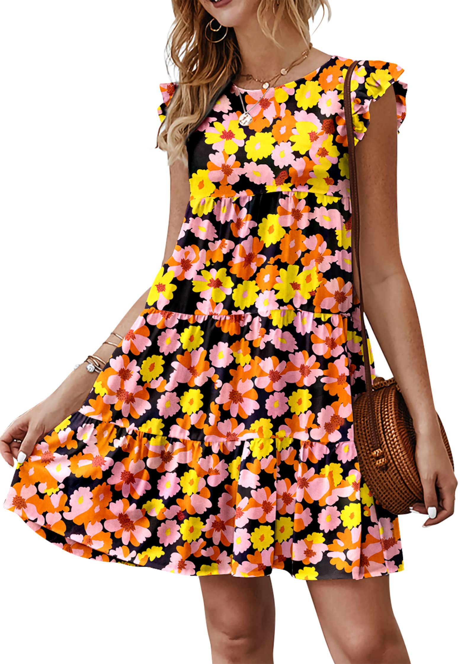 KIRUNDO Summer Dresses for Women Sundress Babydoll Dress