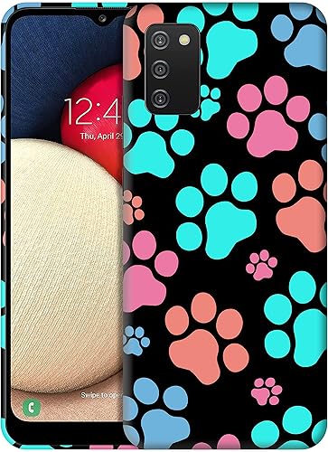 Glisten - Funda para Samsung Galaxy A03s, Samsung A03s - Diseño de huella de perro impreso de plástico delgado a presión en la parte trasera