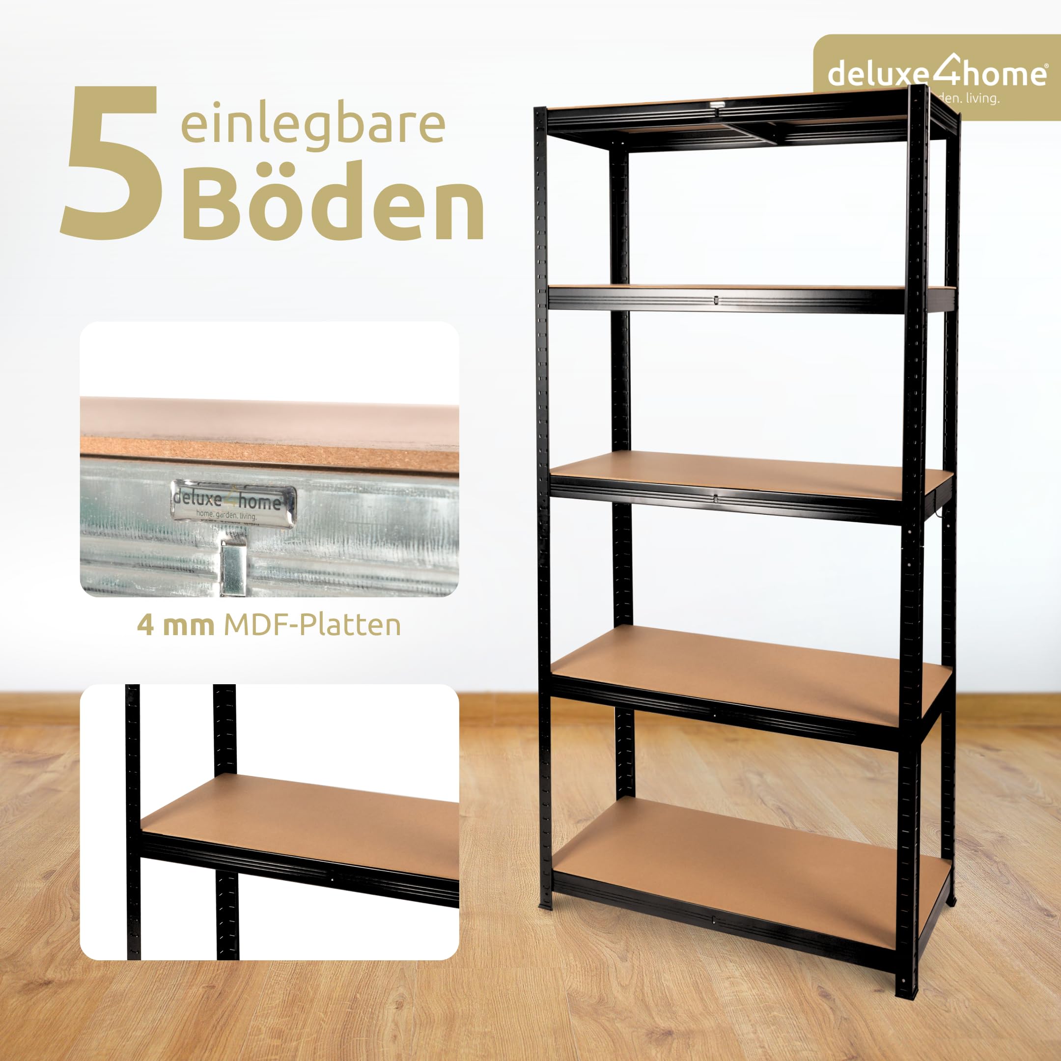 2er Set Schwerlastregal Schwarz I Kellerregal verzinkt I 40x90x180 cm I Lagerregal jeweils bis 875kg belastbar I Stahlregal Regal mit Stahlgestell und verstellbaren Ablagen