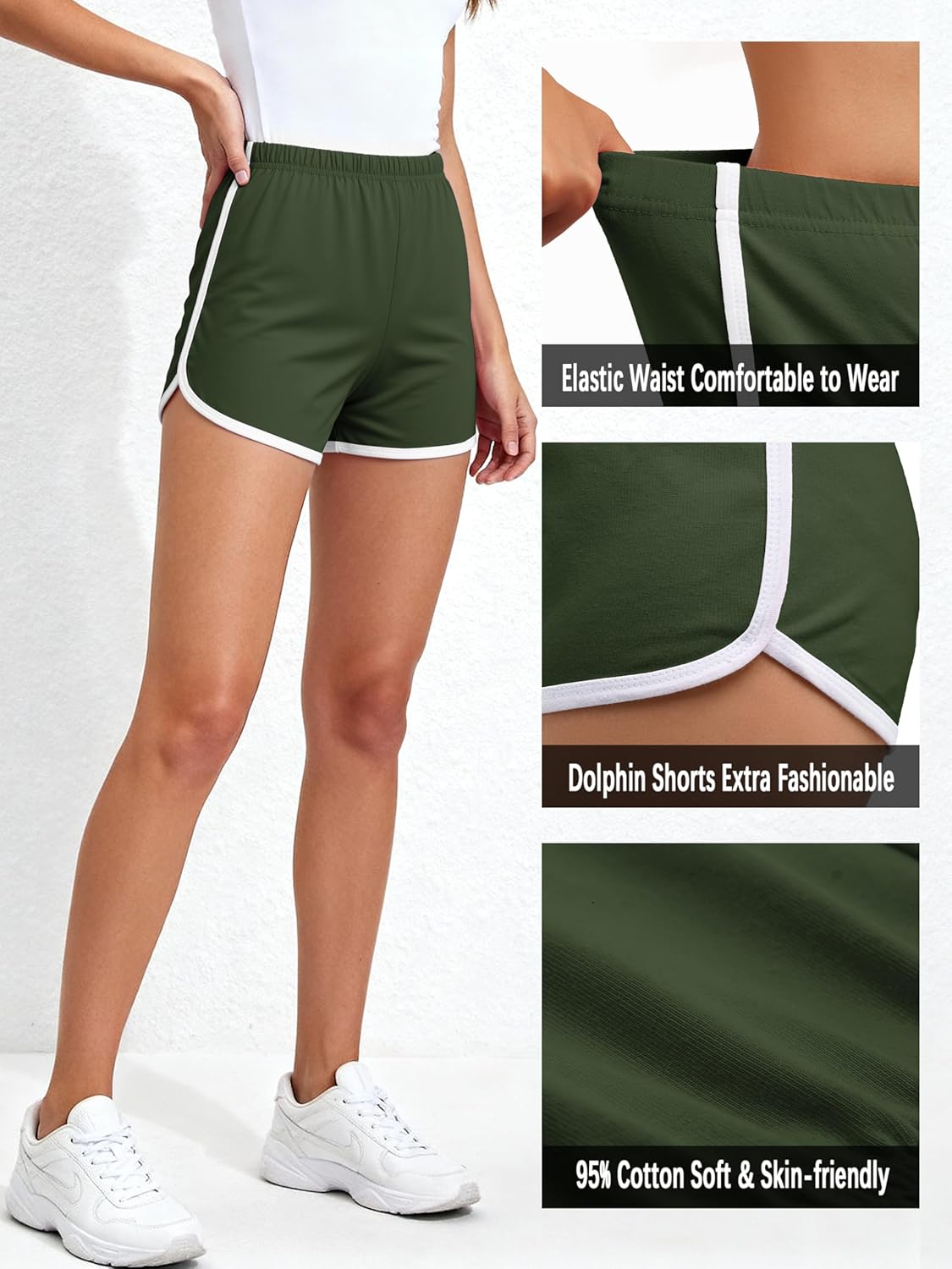 URATOT Women's Cotton Gym Yoga Summer Running Active Dance Elastic Shorts, Pack of 2 - Image 4