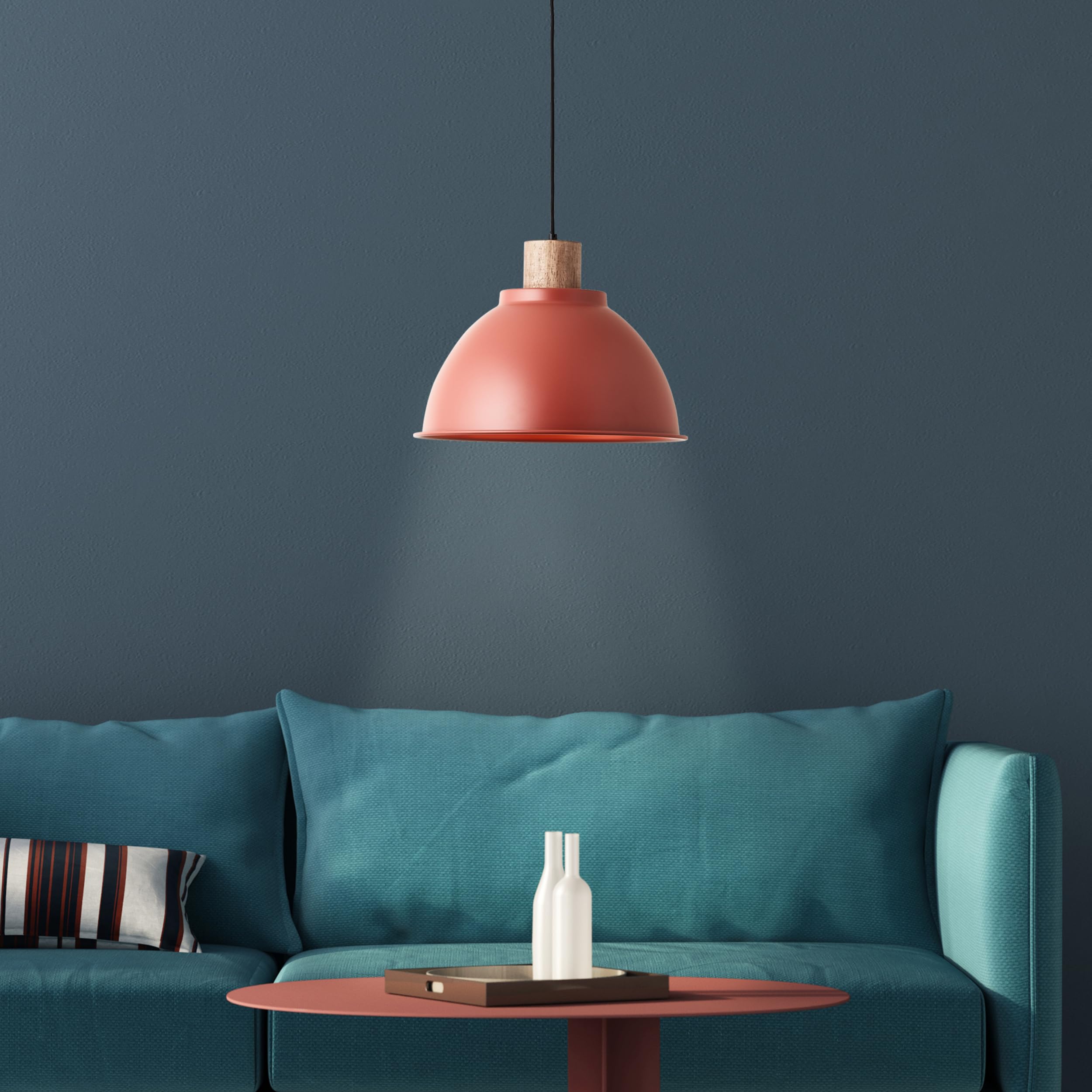 Lightbox Skandinavische Hängeleuchte Ø 38 cm - moderne Pendelleuchte mit kürzbarem Kabel - Lampe für Küche und Esszimmer - E27 Fassung & exkl. LED