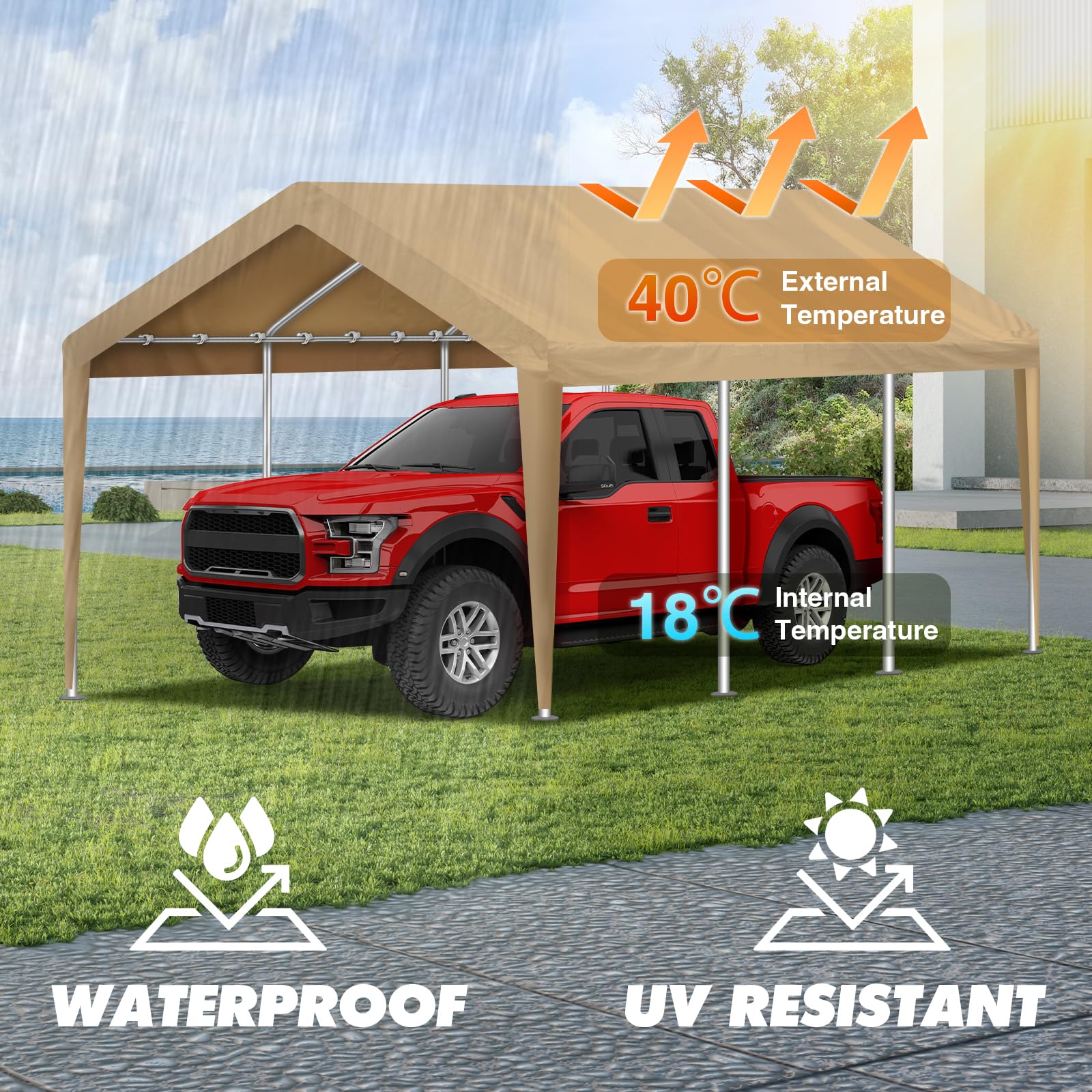 Carport Canopy Cover - Waterproof & UV Protection -4