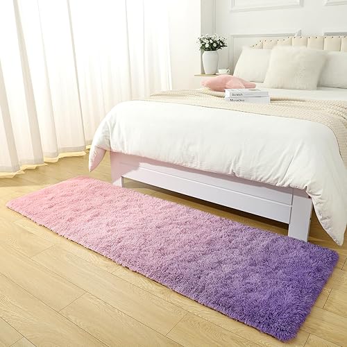 Miniatura 7 de DweIke Alfombras peludas súper suaves y esponjosas, 2 x 6 pies, para sala de estar, dormitorio, habitación de niñas, habitación de niños, guardería