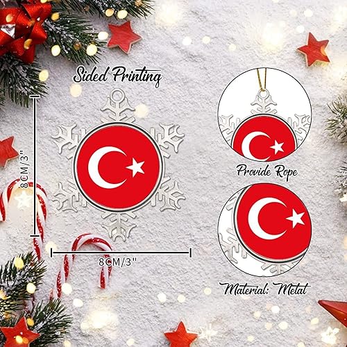 Miniatura 2 de Bandera de pavo, adorno de Navidad, recuerdo de país de pavo, decoraciones de Navidad para árbol, bandera nacional, adornos de copo de nieve de