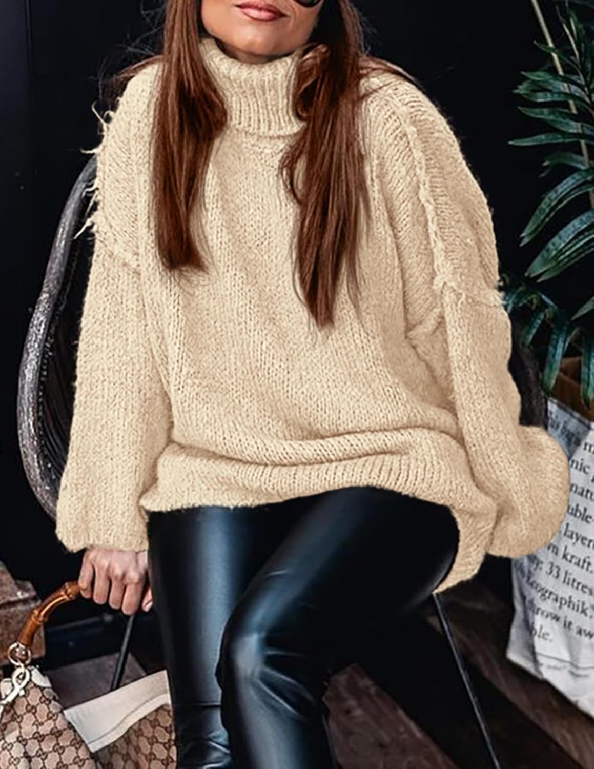 PRETTYGARDEN Women's 2026 Fall Turtleneck Oversized Sweaters Long Sleeve Chunky Knit Pullover Tops Winter Fashion Clothes - Image 3