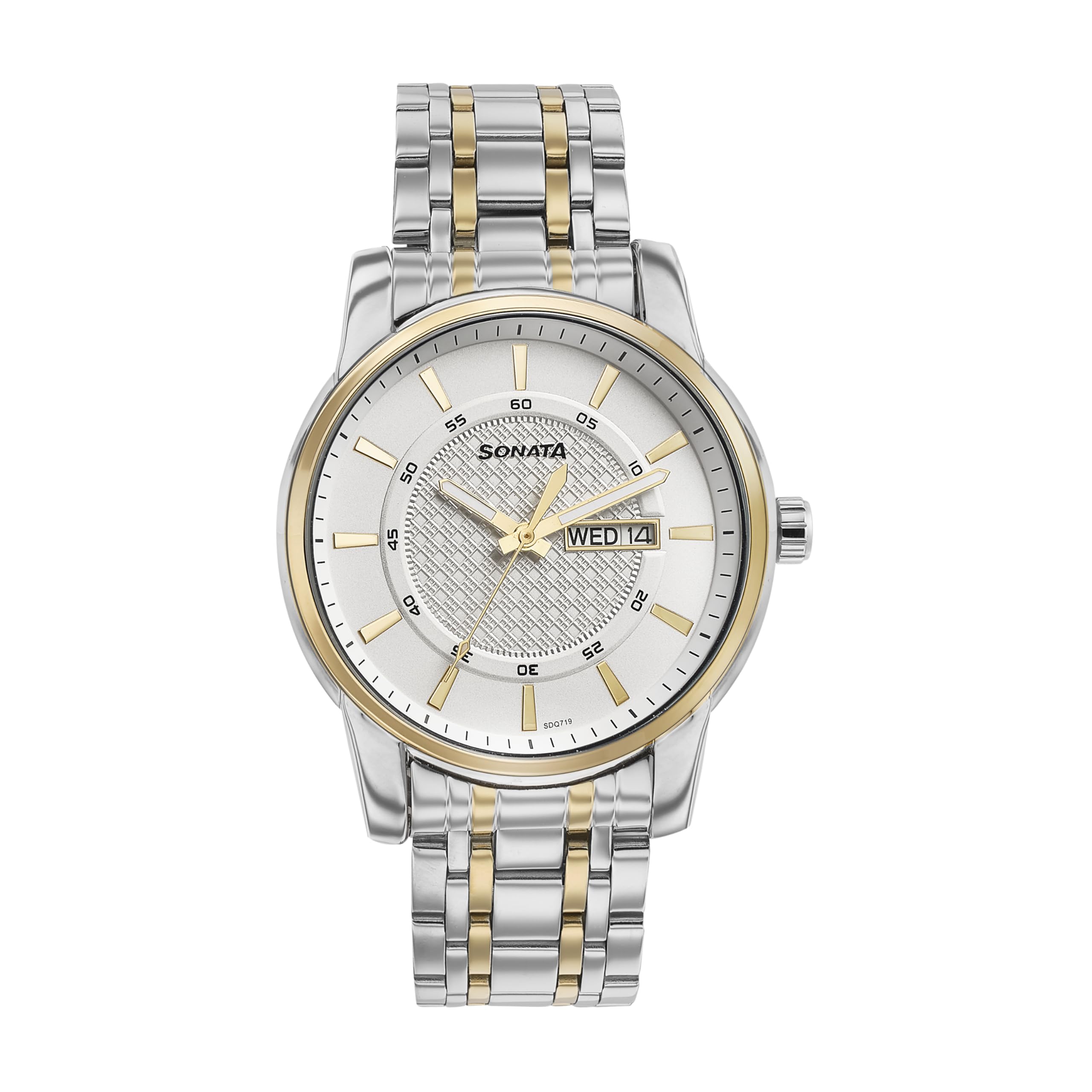 Sonata Quartz Analog with Day and Date White Dial Two Toned Stainless Steel Strap Watch for Men (B0DCNJBVK3) Amazon Price History, Amazon Price Tracker