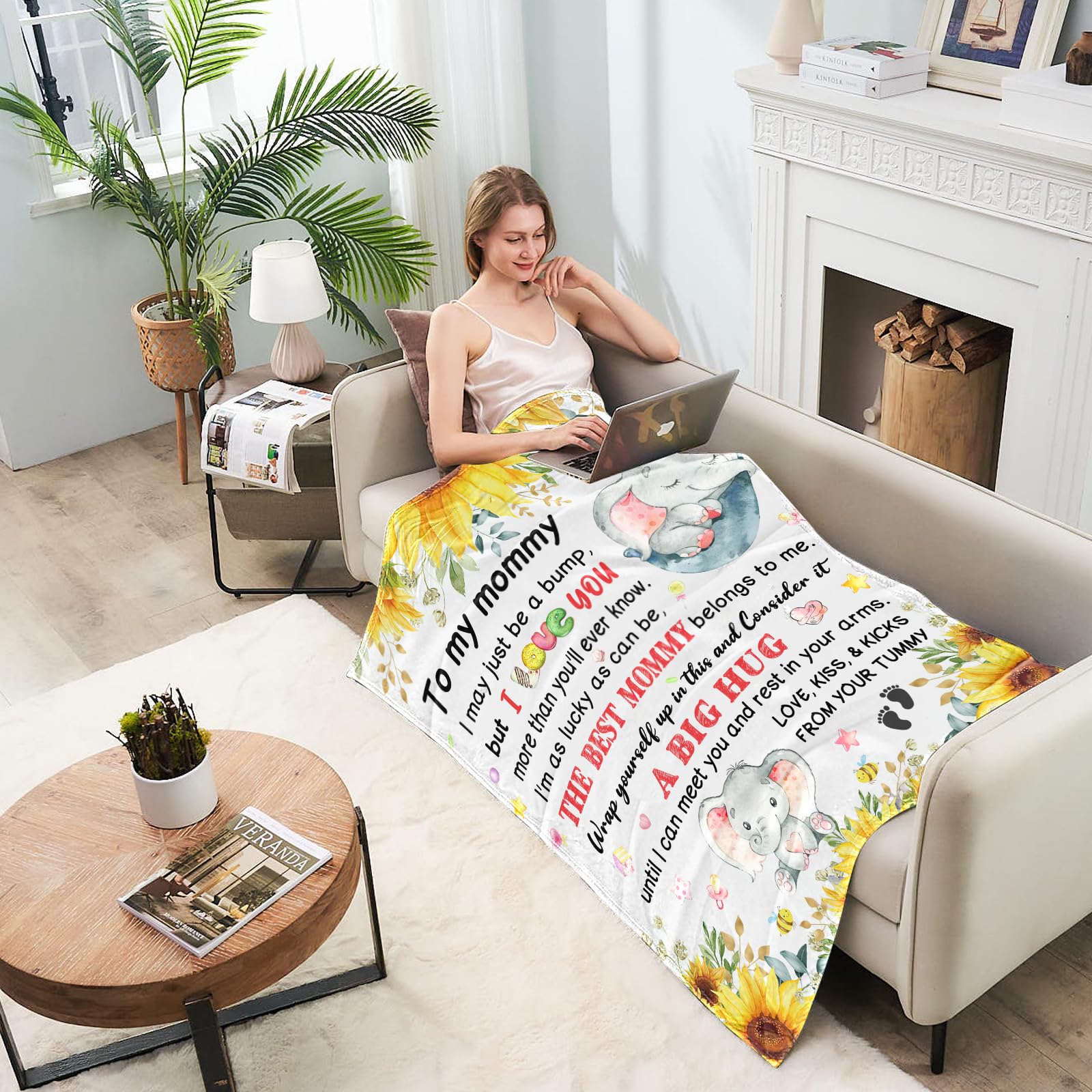 New Mom Gifts, Moms to be Gift, First Time Mom Gifts, Pregnancy Postpartum Gift for Mommy Mother, Soft Flannel Throw Blanket 60"×50"