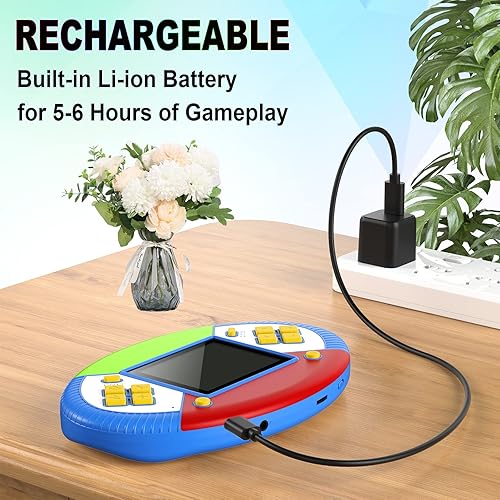 Miniatura 4 de Beijue Juguetes de consola de juegos para niños con 220 videojuegos de 16 bits, consolas de juegos portátiles para niños y niñas, centro de juegos