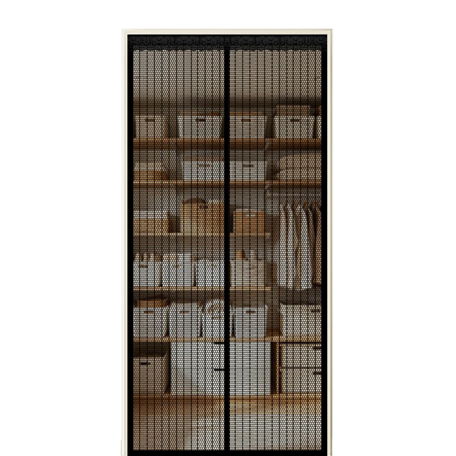 Xuehmin Black Fly Screen Door 275 X 255 Cm Self Sealing Powerful Magnets Durable Pet Mesh Screen With Powerful Magnets & Full Frame Magic Tape Suitable For Patio Doors Balcony Bedroom,