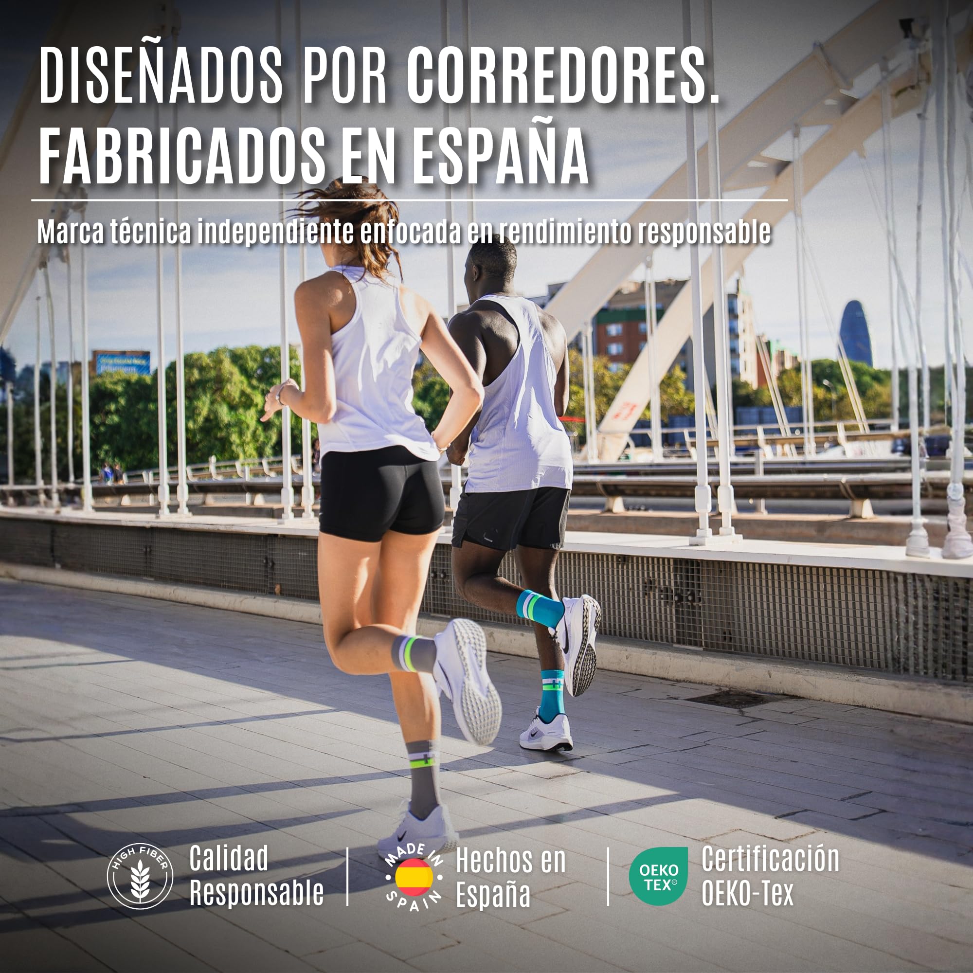 HOOF - Calcetines Running Compresivos - Reducción de Fatiga y Mejora de Circulación - Calcetines de Deporte con Refuerzo - Material Técnico Vaporfeel - Unisex