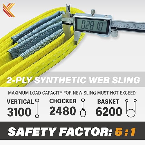 Miniatura 2 de Correas de elevación de 2 capas, correas de 1 x 4 pies, protector de árboles, paquete de 2 correas de tela resistente, aparejo, remolque en